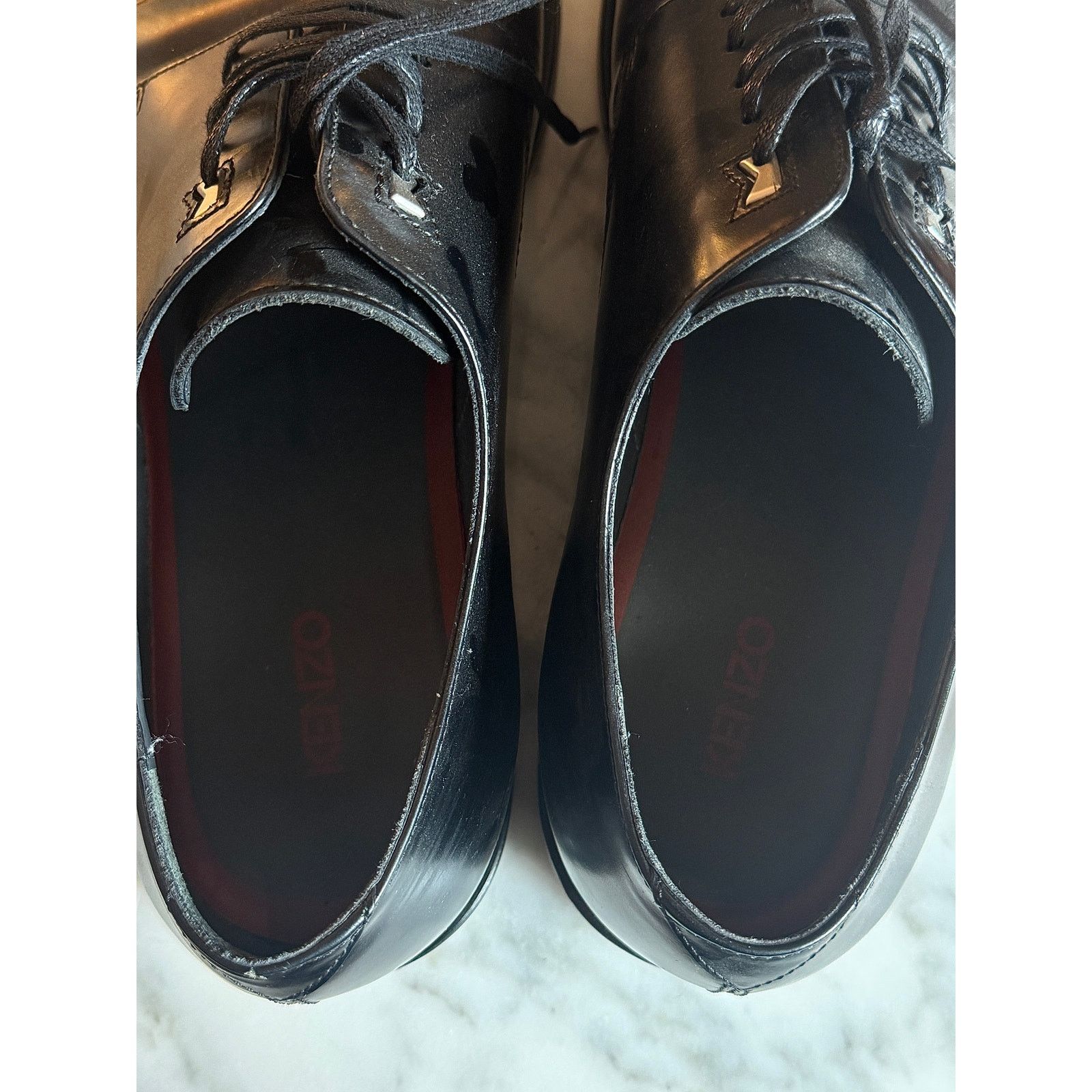 Kenzo Kenzo Men's Black Leather Lace-up Shoes Size US 10.5 / EU 43-44 - 6 Thumbnail