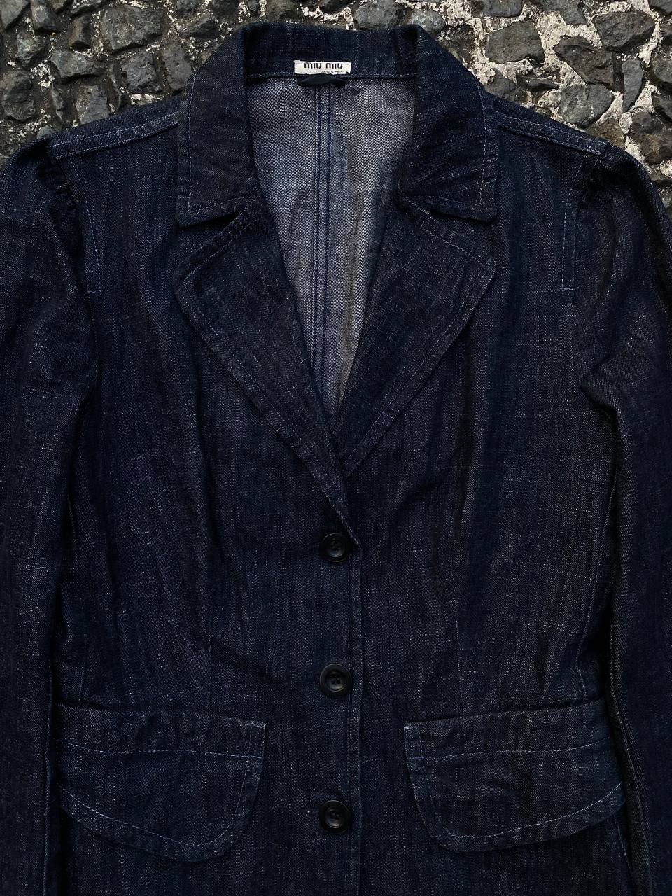 Miu Miu Miu Miu - Prada - FW01 Denim Fiammato Denim Blazer Size M / US 6-8 / IT 42-44 - 6 Thumbnail