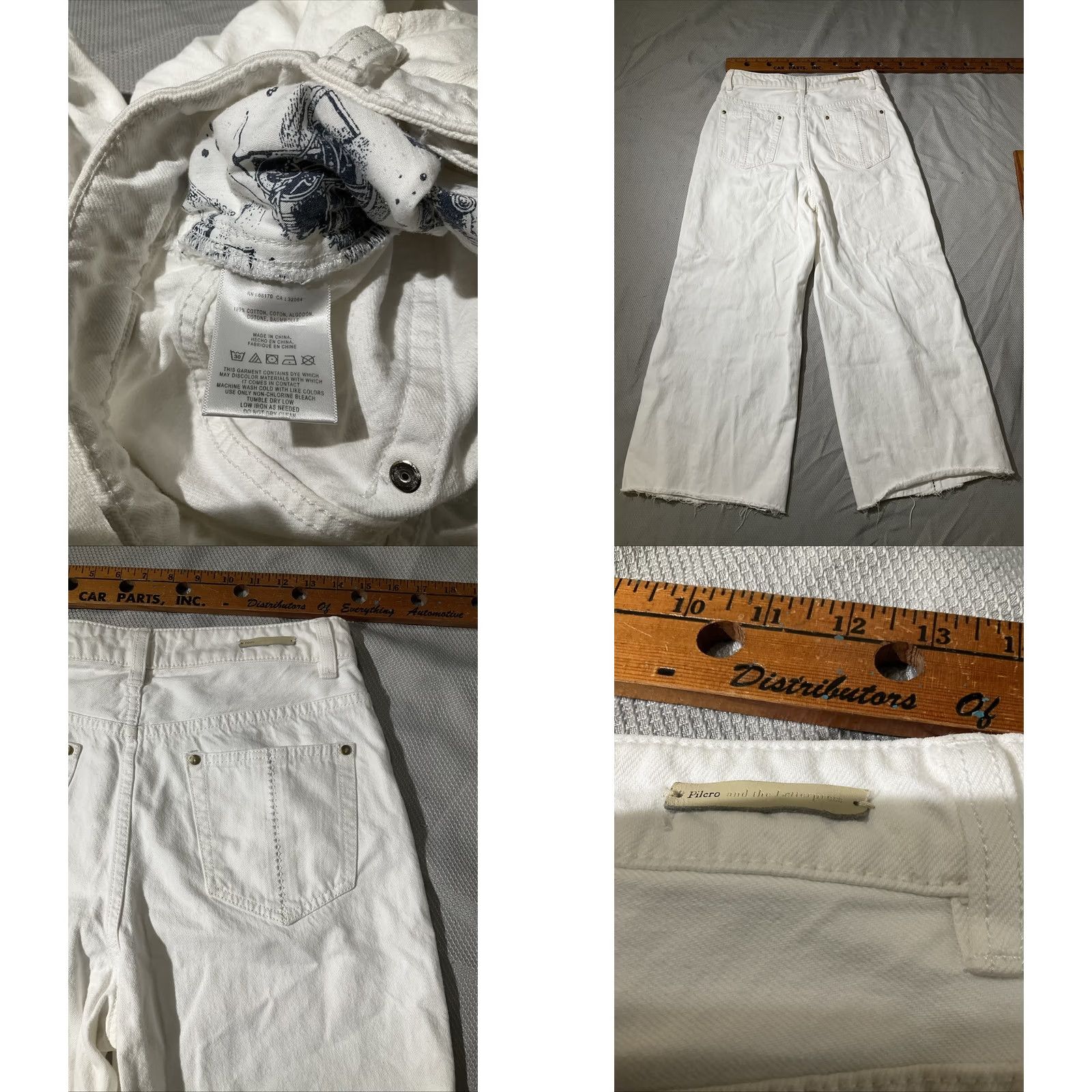 Anthropologie VINTAGE Anthropologie Pilcro And Letterpress Jeans Womens 28 White Wide Leg Crop Boho Size 28" / US 6 / IT 42 - 9 Thumbnail