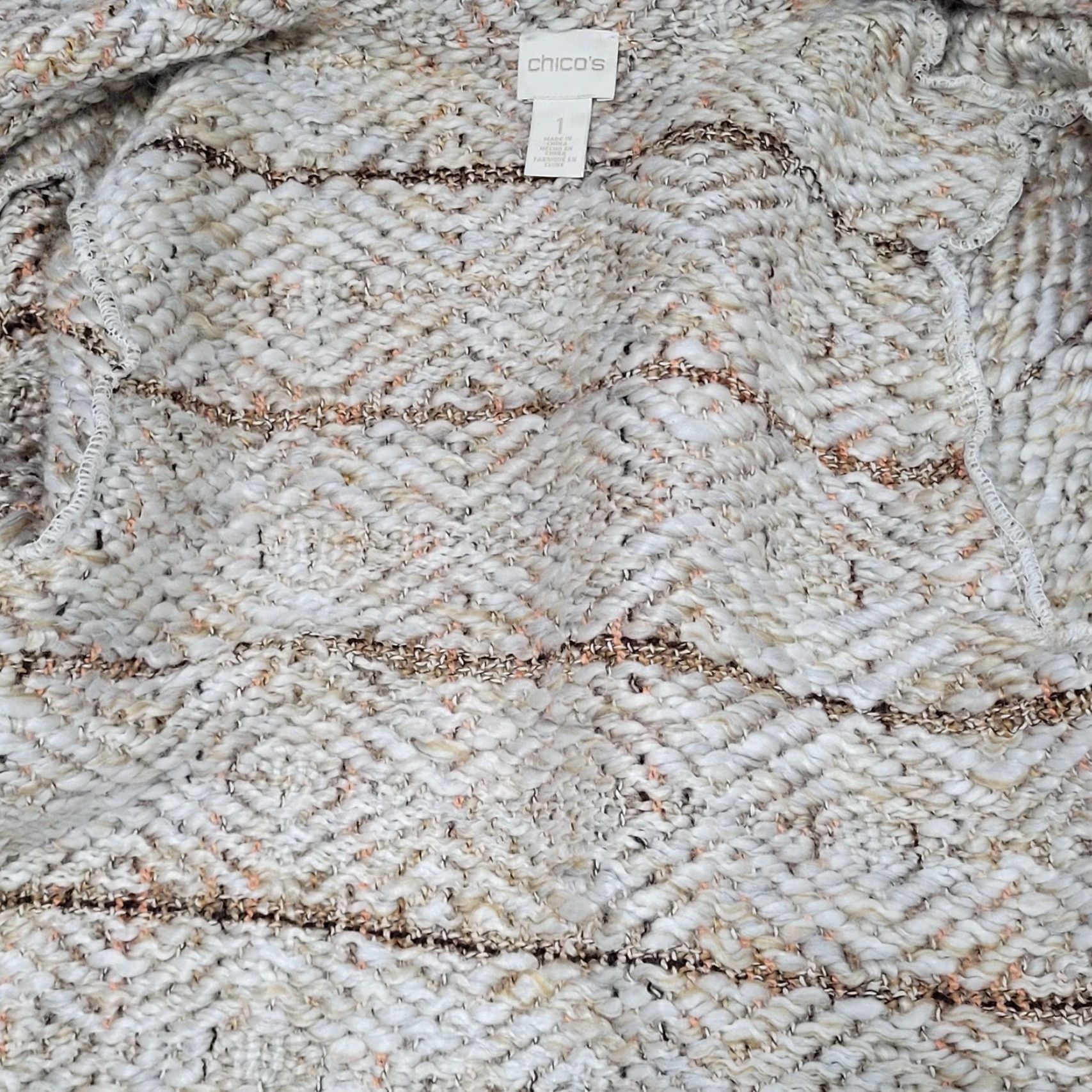 Vintage Chico's Jacket Women Short Open Collared Fringe Bohemian Unlined Beige Brown Wool Alpaca Blend 1 US 8 Regular Size Size XS / US 0-2 / IT 36-38 - 5 Thumbnail