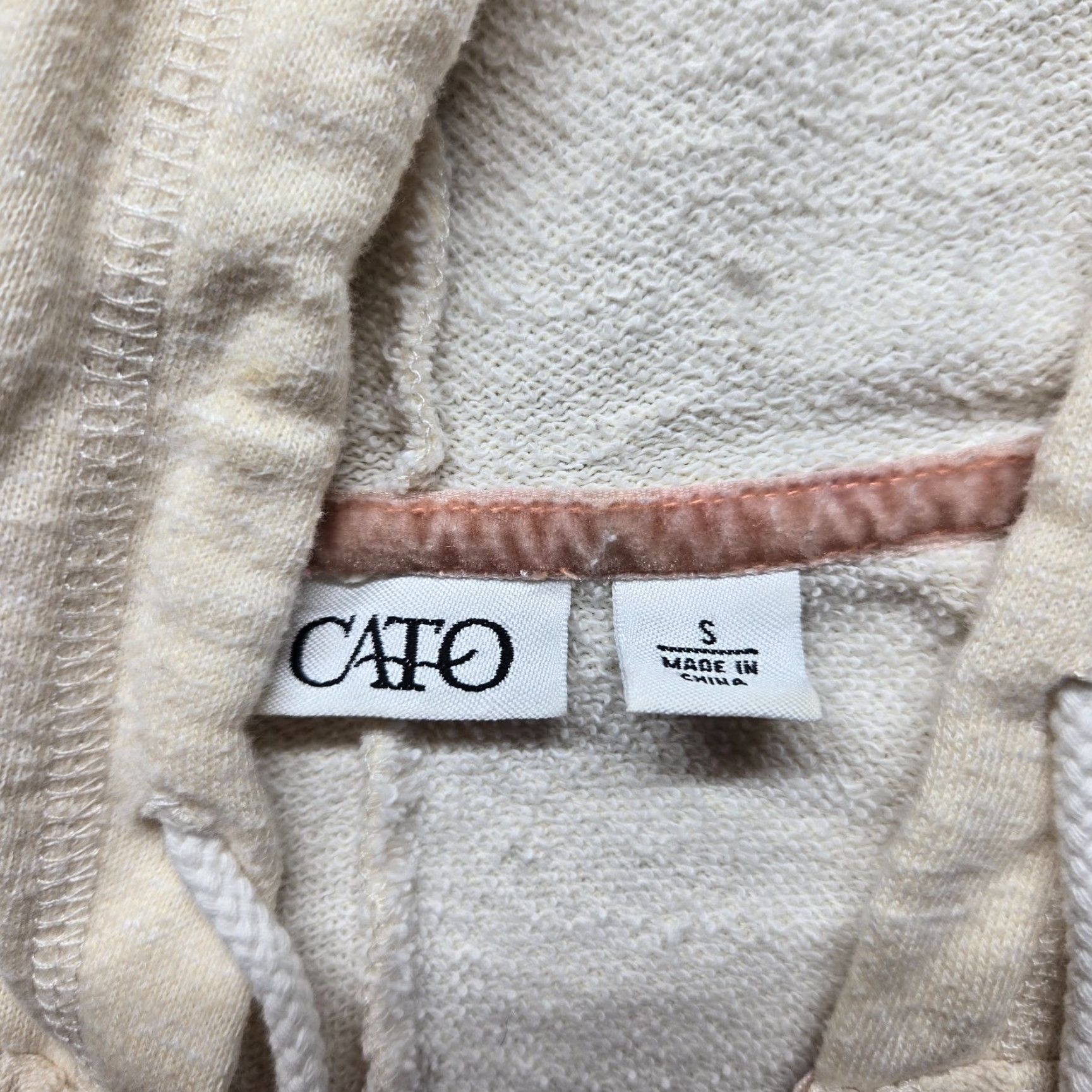 Vintage Cato Hoodie Women's L Beige Floral Lace Knit Pullover Boho V-Neck All Seasons Hooded Pockets Bohemian Regular Size L / US 10 / IT 46 - 3 Thumbnail