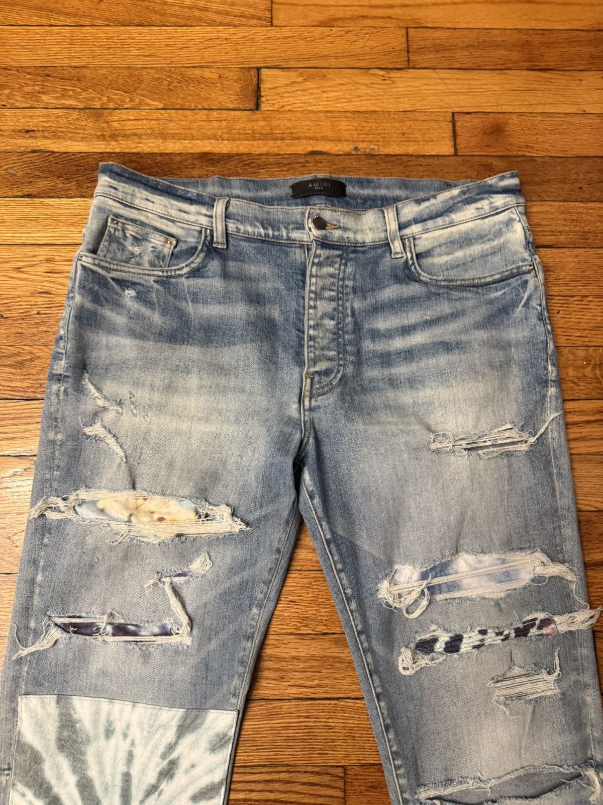 Amiri Amiri Tie Die Patches Blue Jeans sz 36 Size US 36 / EU 52 - 3 Thumbnail