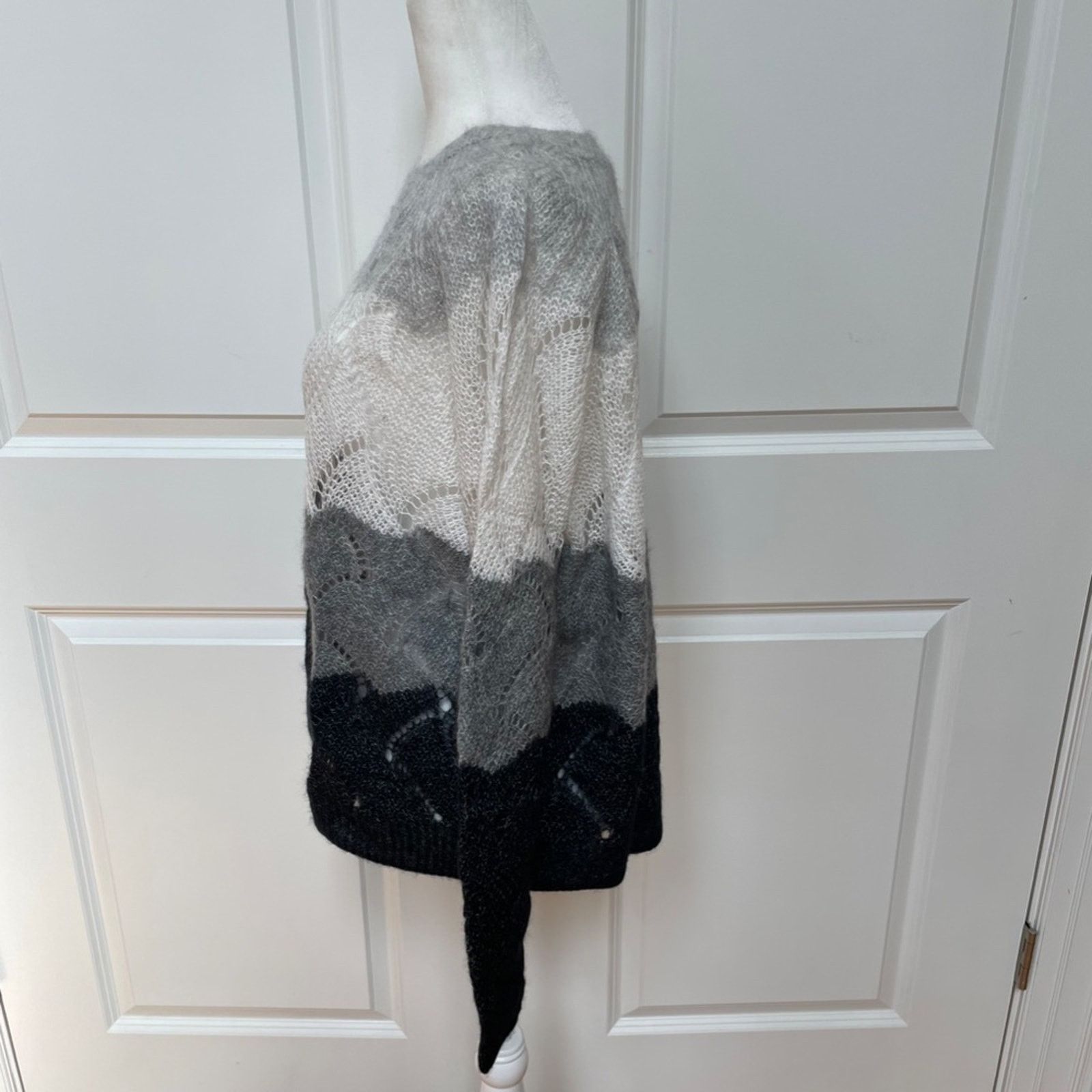Autumn Cashmere Striped Wave Stitch Cashmere/Silk Sweater - AUTUMN CASHMERE Size L / US 10 / IT 46 - 6 Thumbnail