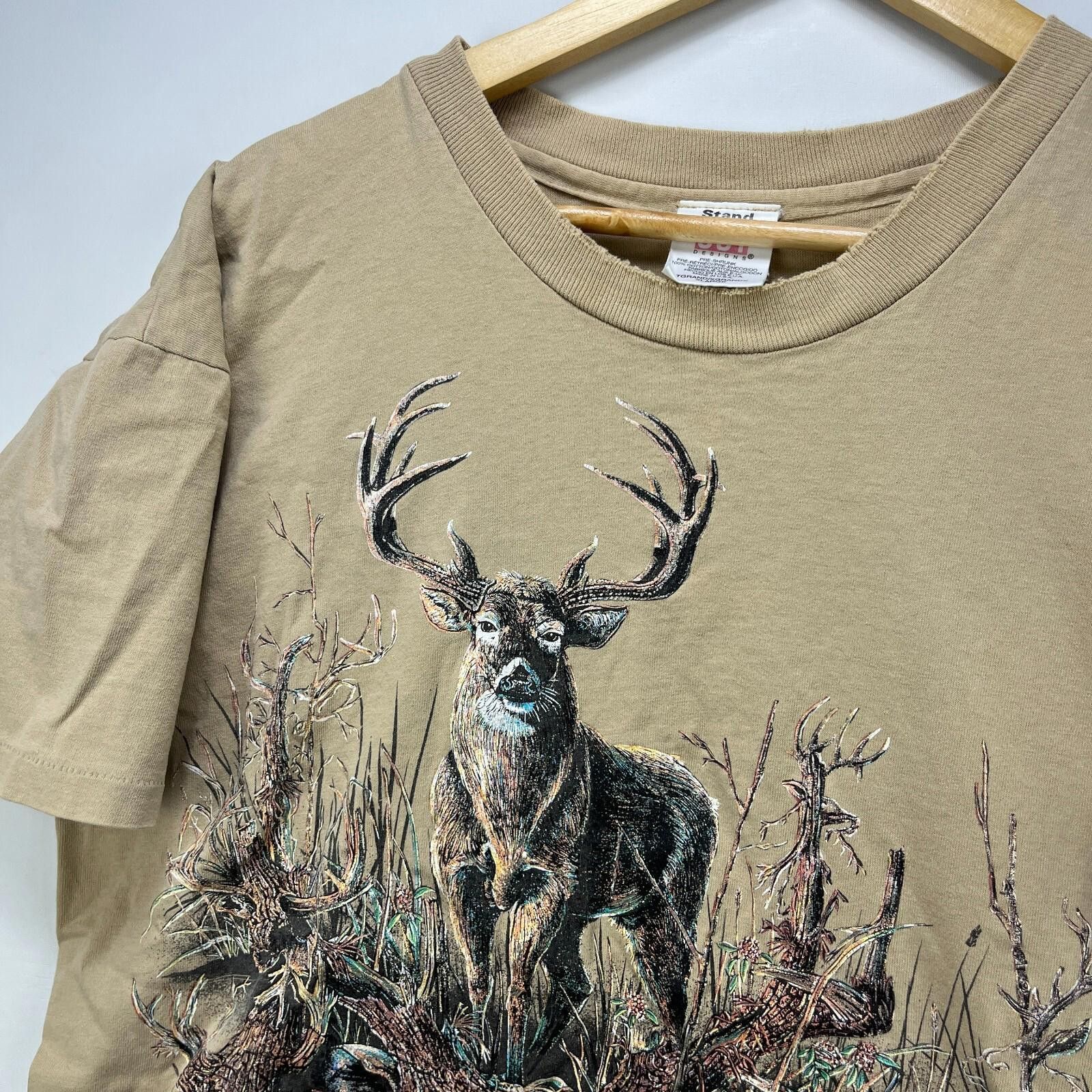 Woolrich Woolen Mills Vintage 90s Woolrich Deer Nature Single Stitch T-Shirt XL Size US XL / EU 56 / 4 - 3 Thumbnail