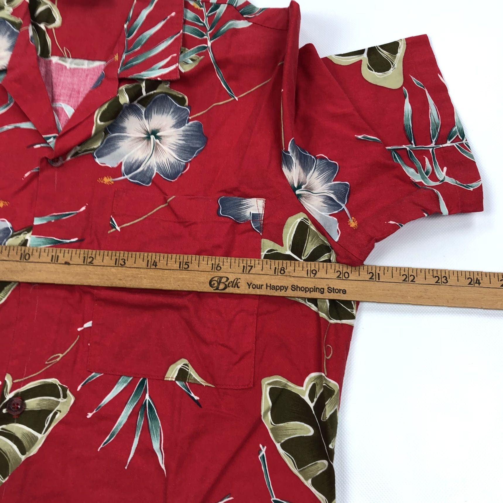 Vintage Hawaii Blues Men's Red Floral Hibiscus Hawaiian Aloha Shirt Casual Button Down M Size US M / EU 48-50 / 2 - 5 Thumbnail