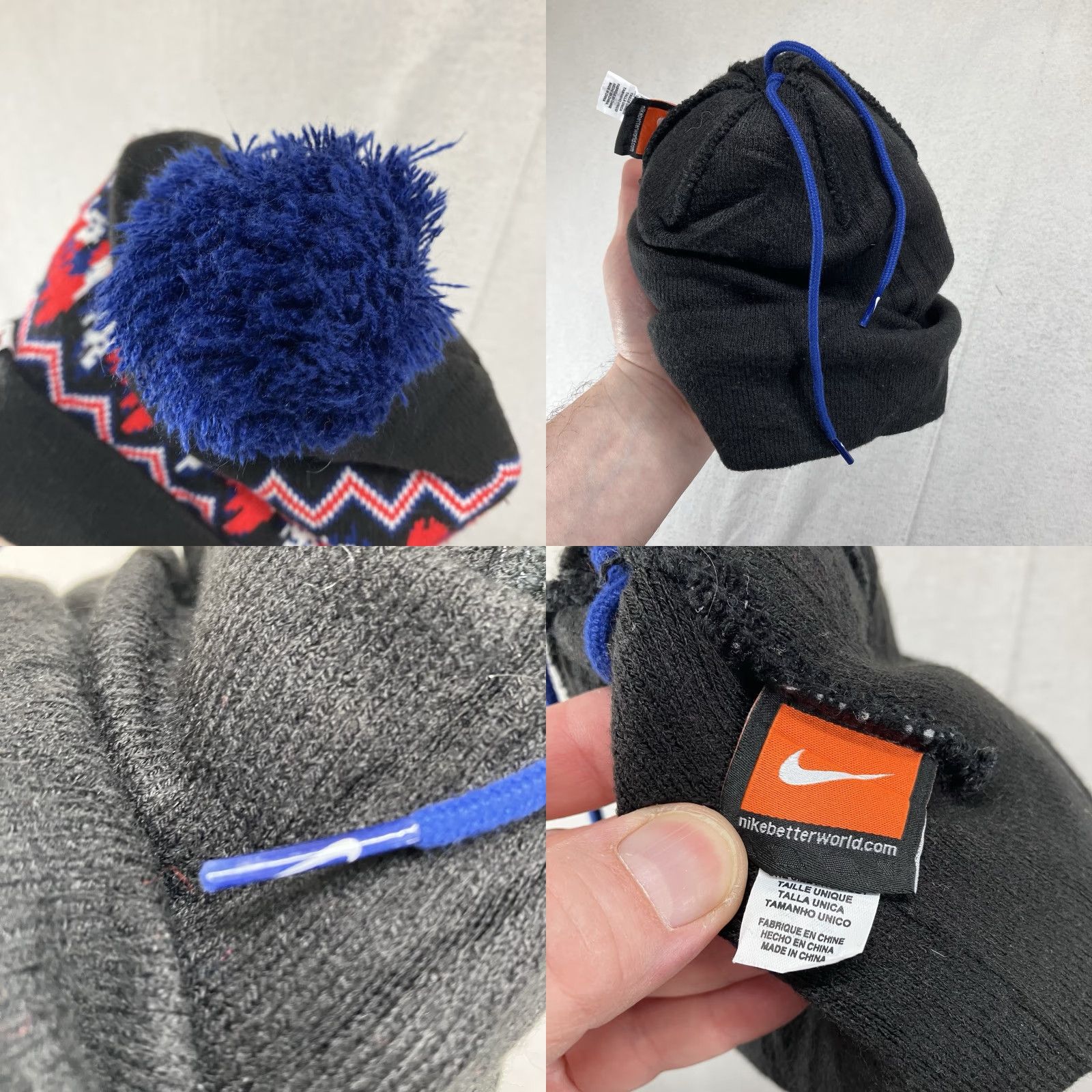 Nike VINTAGE Nike Winter Knit Beanie Cuffed Pom Hat Black Blue White Red Kevin Durant Y2K Beanie Men's Women’s One Size Knit Acrylic Size ONE SIZE - 8 Thumbnail