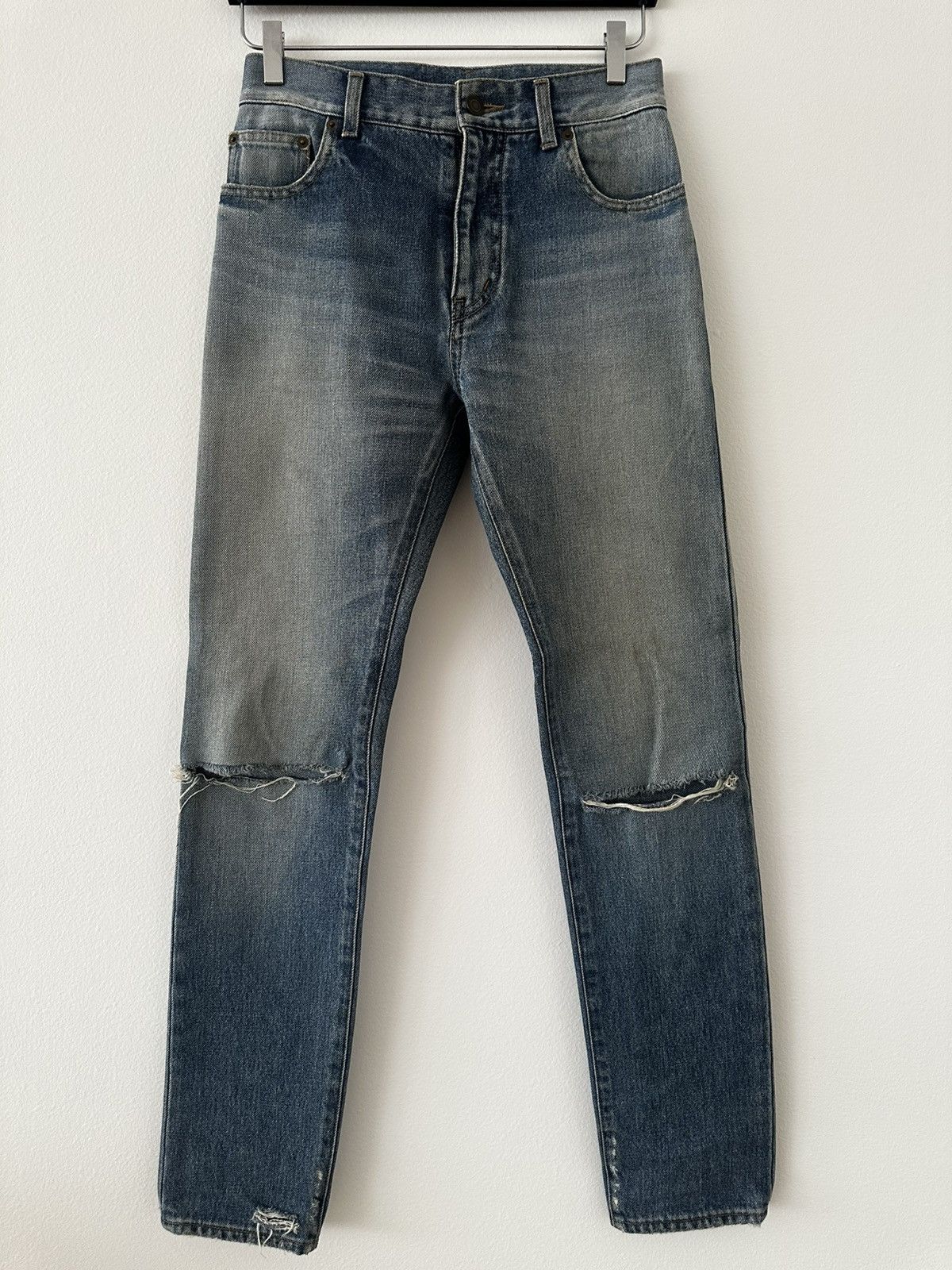 Saint Laurent Paris SS16 D10 Blue Jeans Knee Rip Mid Waist Size US 27 - 4 Thumbnail