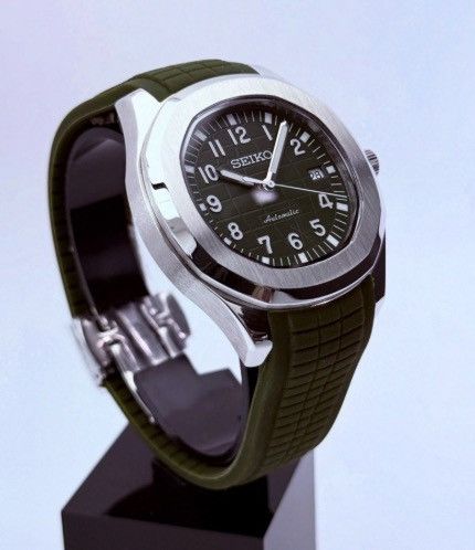 Japanese Brand Seiko Mod Aquanaut Green Dial Steel Watch Rubber Strap 41mm Size ONE SIZE - 2 Thumbnail