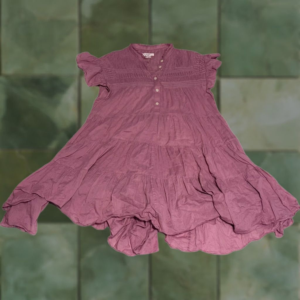Isabel Marant Isabel Marant Etoile Lanikaye Dress Mauve 4 US Short Sleeve Mini Layered Cotton Voile Flare Women's Size S / US 4 / IT 40 - 1 Thumbnail