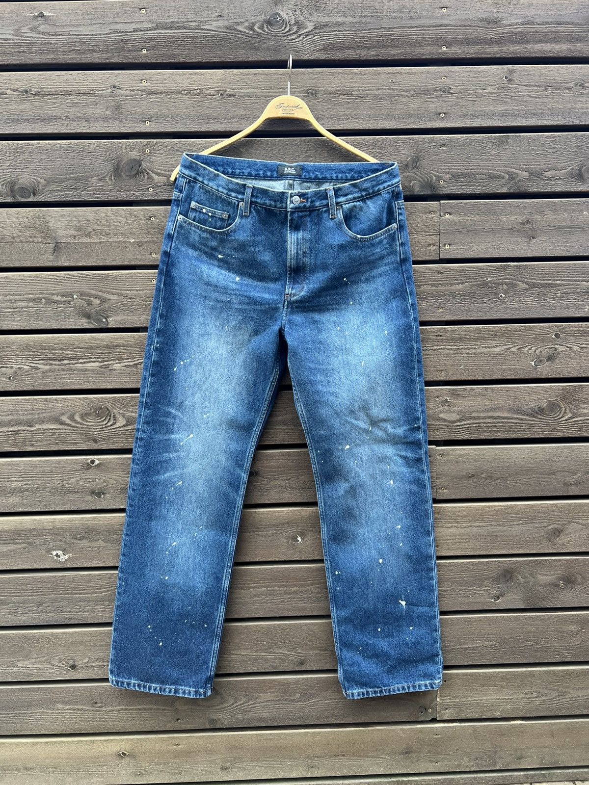 A.P.C paint splatter denim