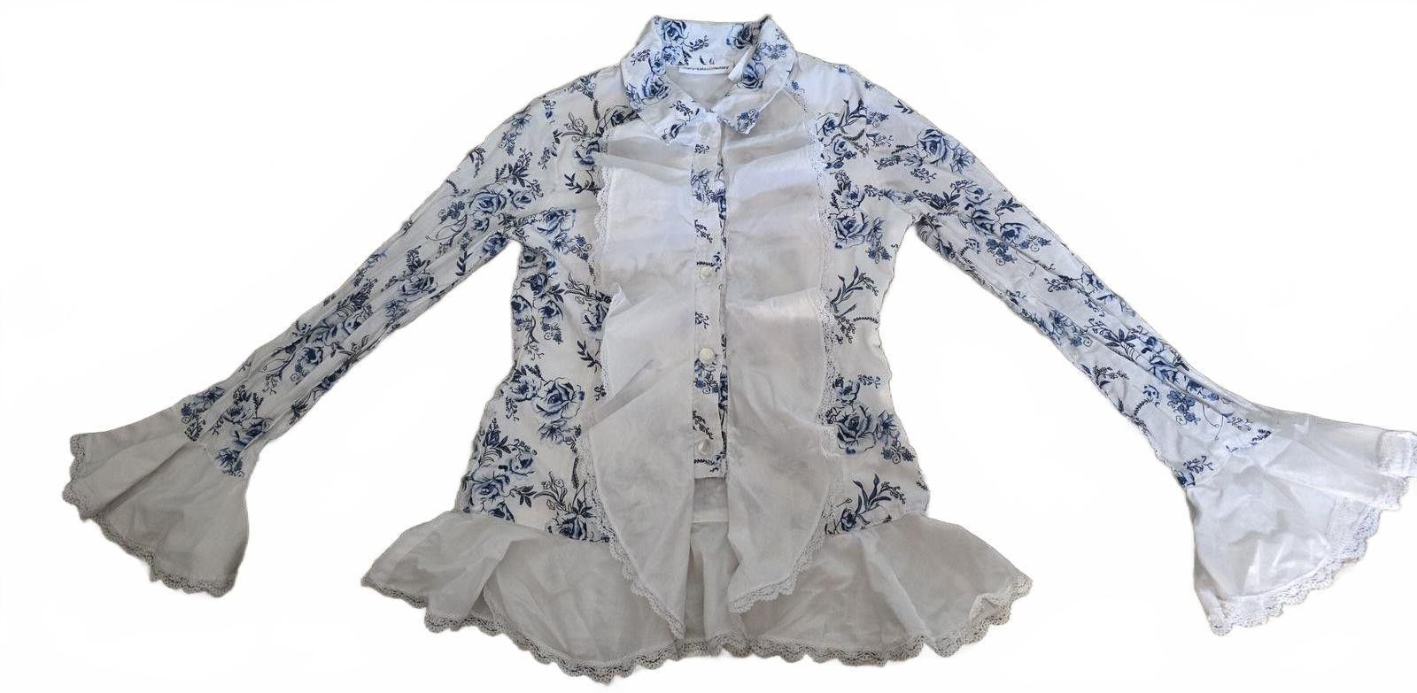 Other Vintage Mary-Kate and Ashley White Blue Floral Top Small Y2K Size S / US 4 / IT 40 - 1 Thumbnail