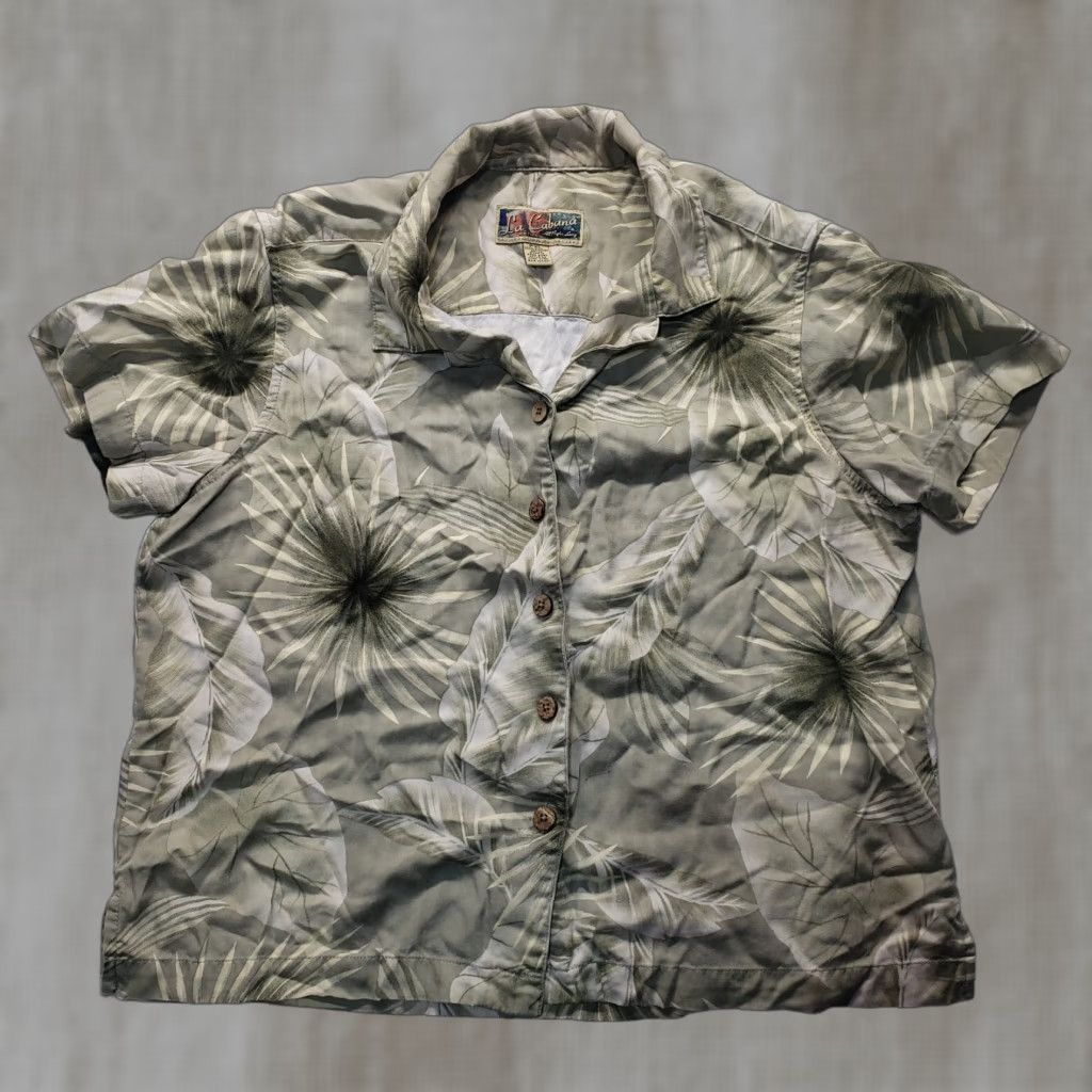 Vintage La Cabana Shirt Womens PXL Button-Up Short Sleeve Floral Green Rayon 100% Button-Up Hawaiian Classic All Seasons Breathable Travel Casual Womens Size XL / US 12-14 / IT 48-50 - 1 Thumbnail