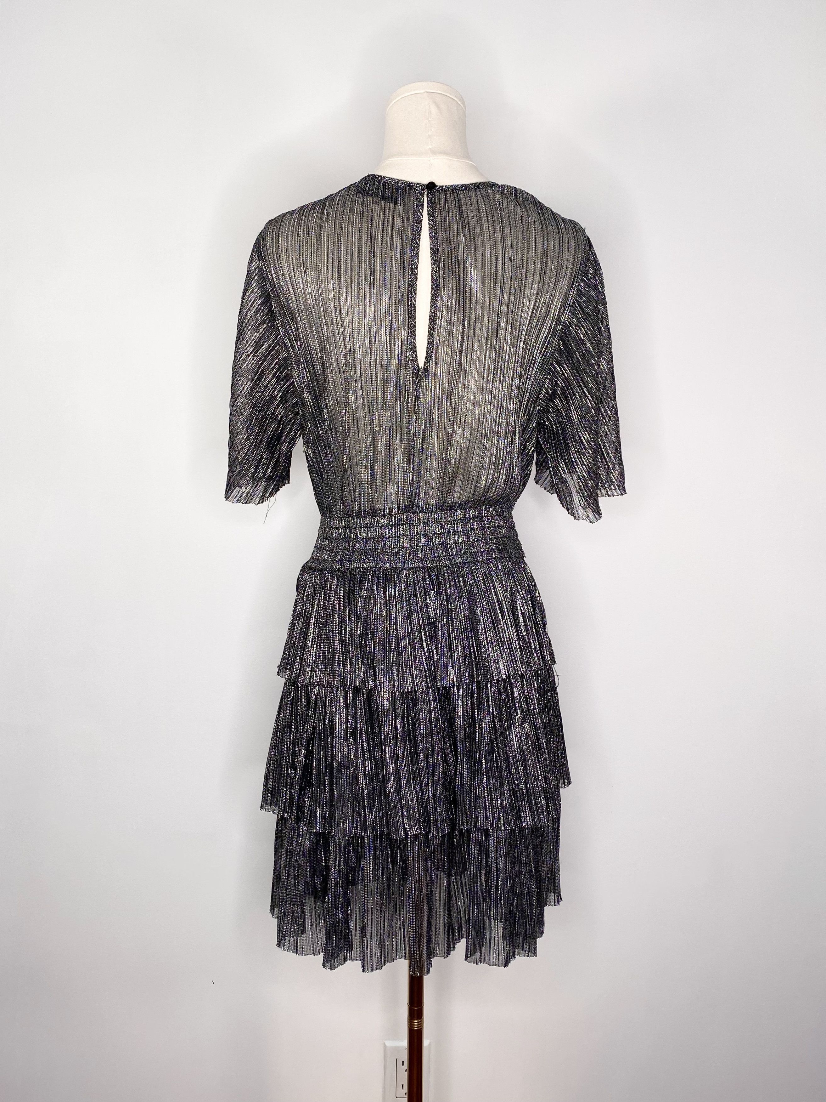 Vintage Sugar Lips - Silver Glitter Tiered Dress Size S / US 4 / IT 40 - 2 Thumbnail