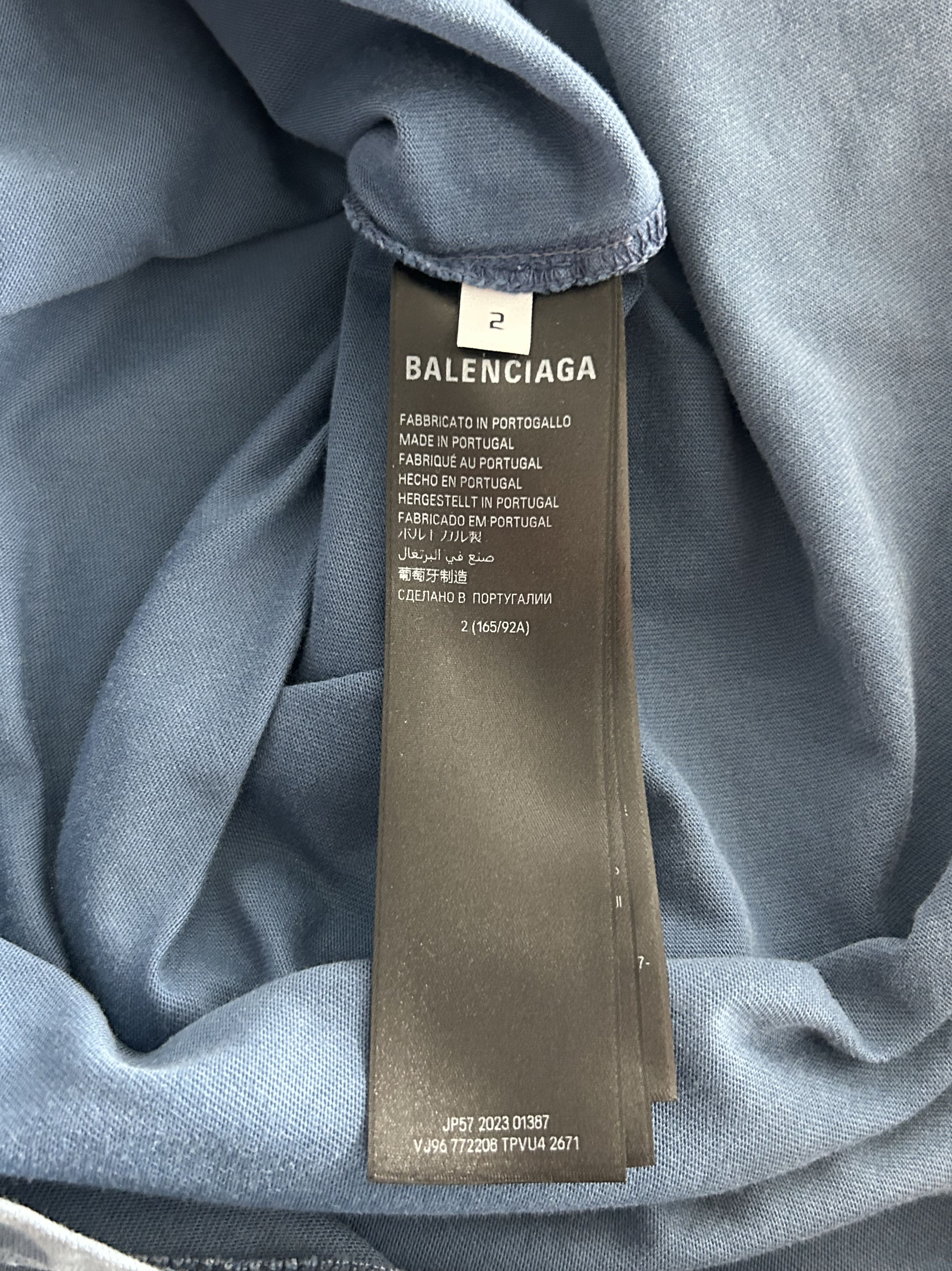 Balenciaga Faded Blue & Black Hand-Drawn Logo Longsleeve T-Shirt Size US XXL / EU 58 / 5 - 4 Thumbnail