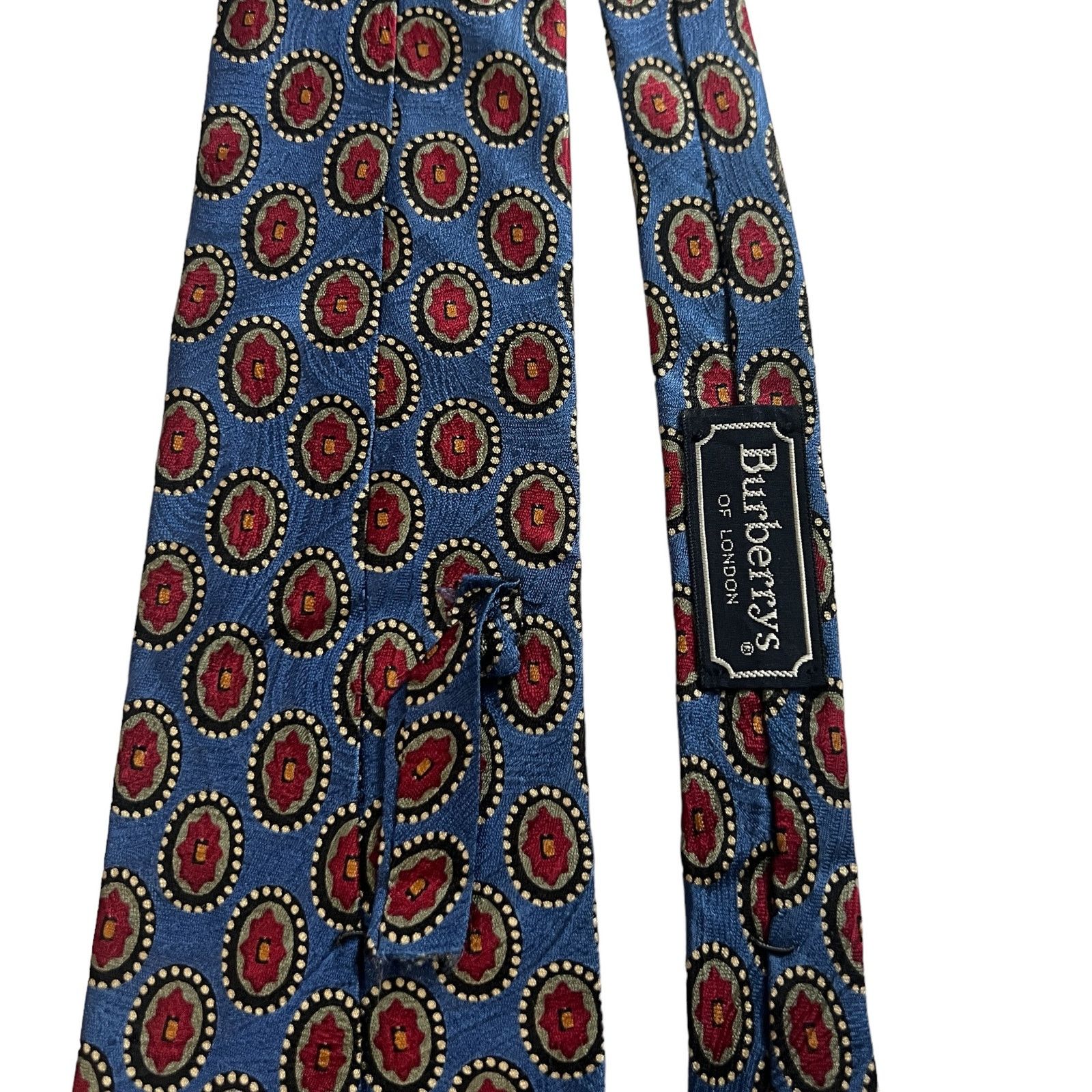 Burberry Burberrys of London Vintage Blue Circles Poppy Floral Tie Size ONE SIZE - 6 Thumbnail