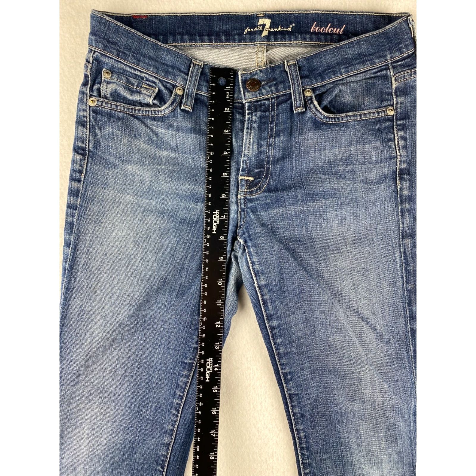 7 For All Mankind 7 For All Mankind Jeans 27 Womens Blue Bootcut Denim Stretch Fray Hem Regular Dark] Size 30" / US 8 / IT 44 - 4 Thumbnail