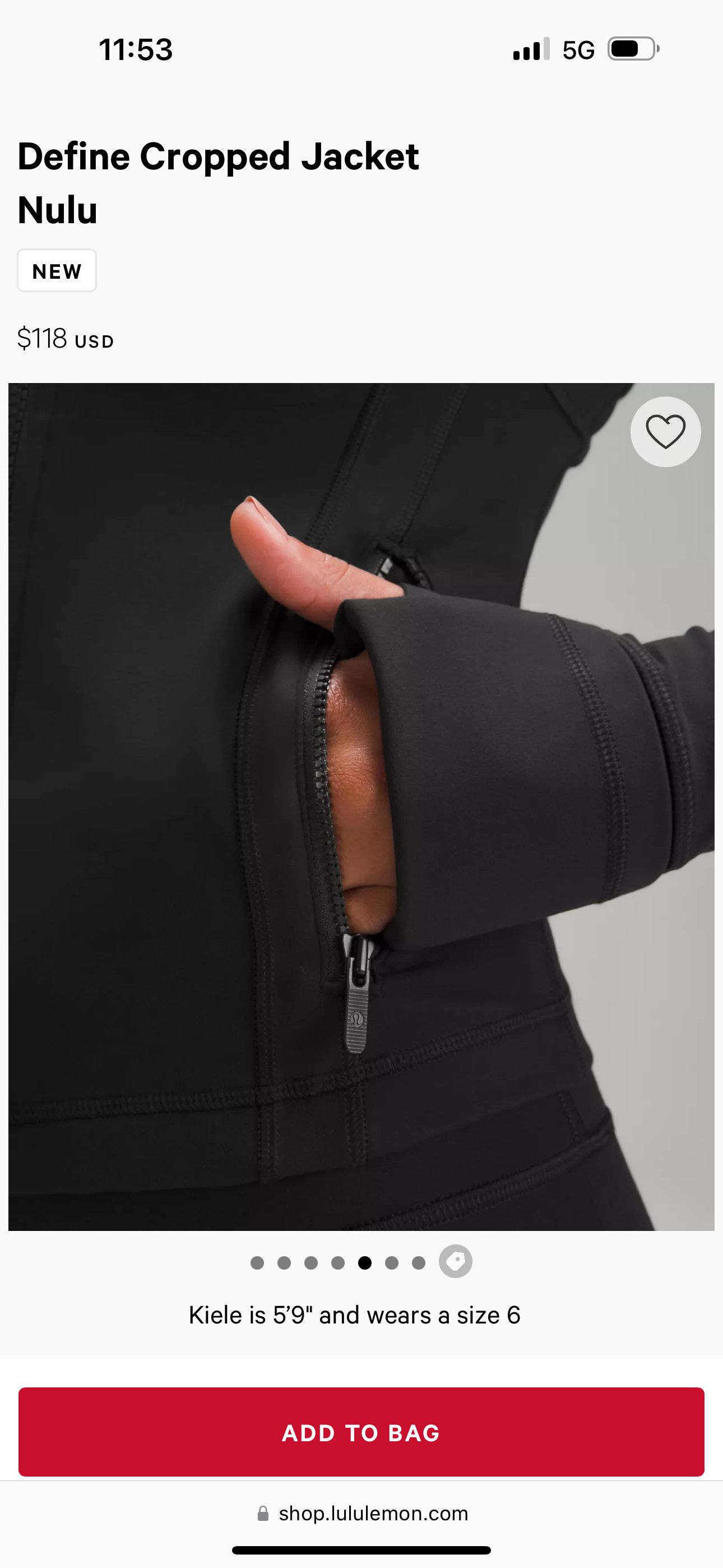 Lululemon Defined Cropped Jacket Nulu Size L / US 10 / IT 46 - 4 Thumbnail