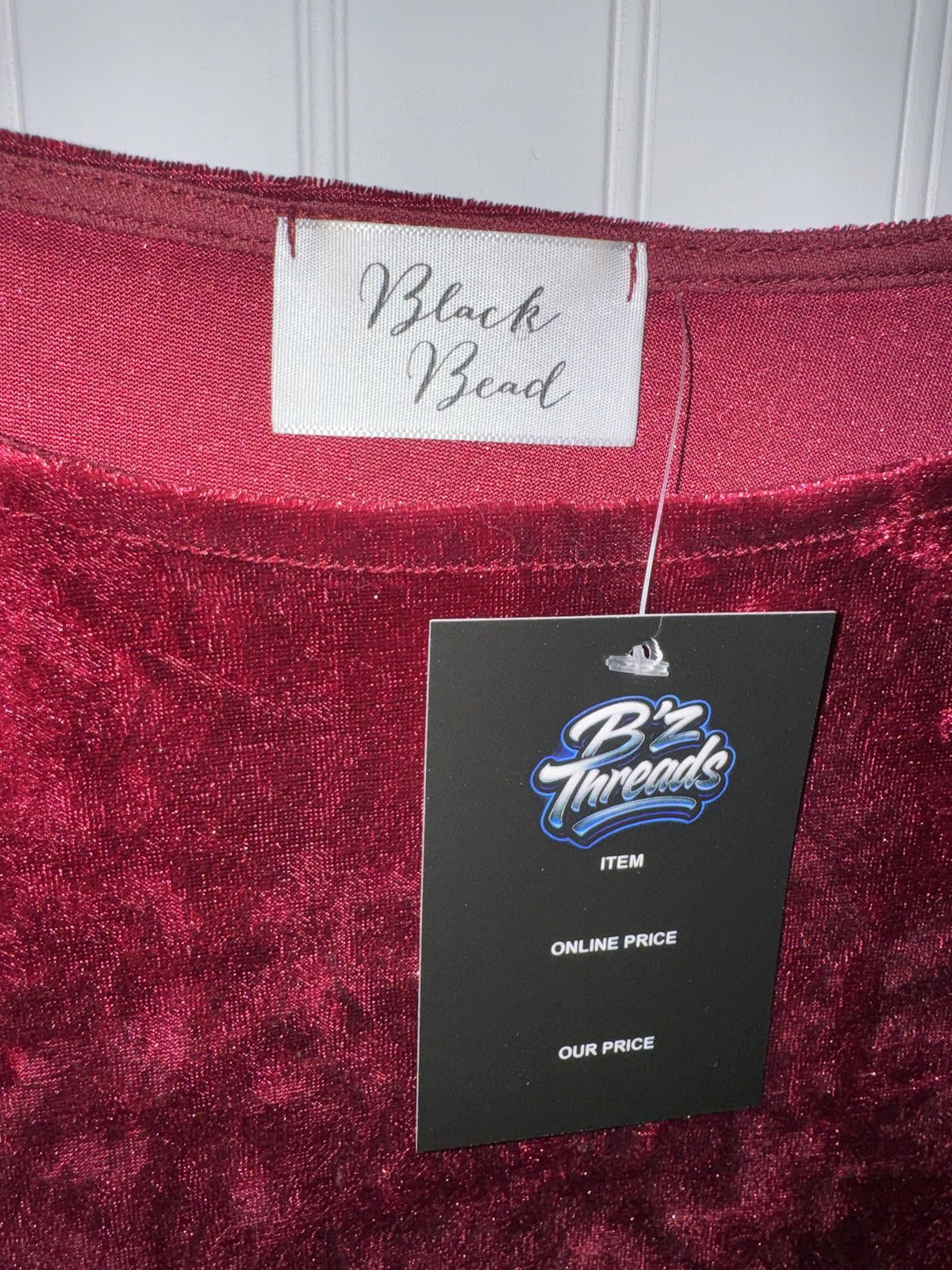 Other Black Bead Women's Red Velvet Long Sleeve Top Size S / US 4 / IT 40 - 3 Thumbnail