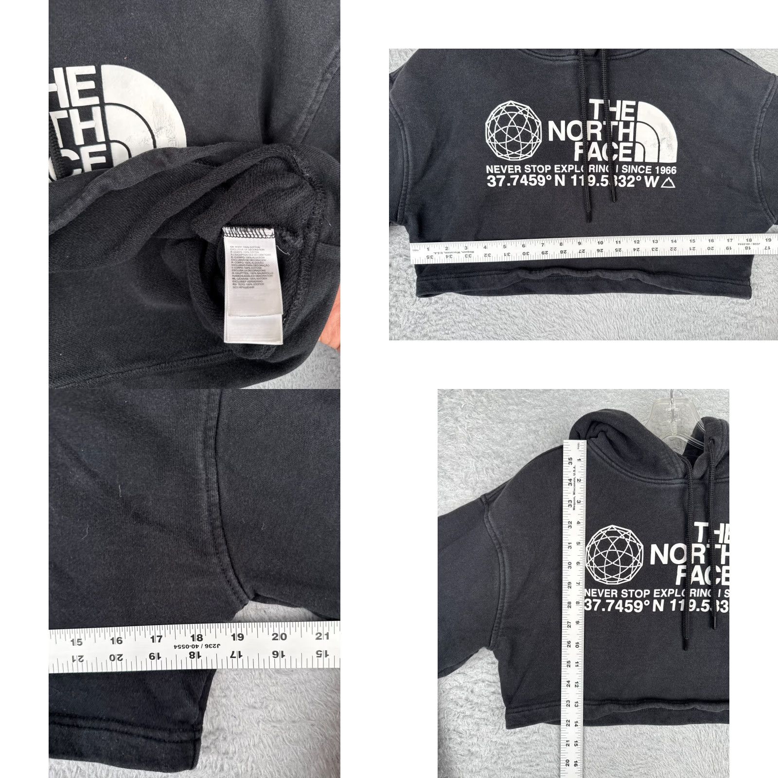 The North Face The North Face Hoodie Womens Small Black Crop Pullover Cotton Blend READ Size S / US 4 / IT 40 - 8 Thumbnail