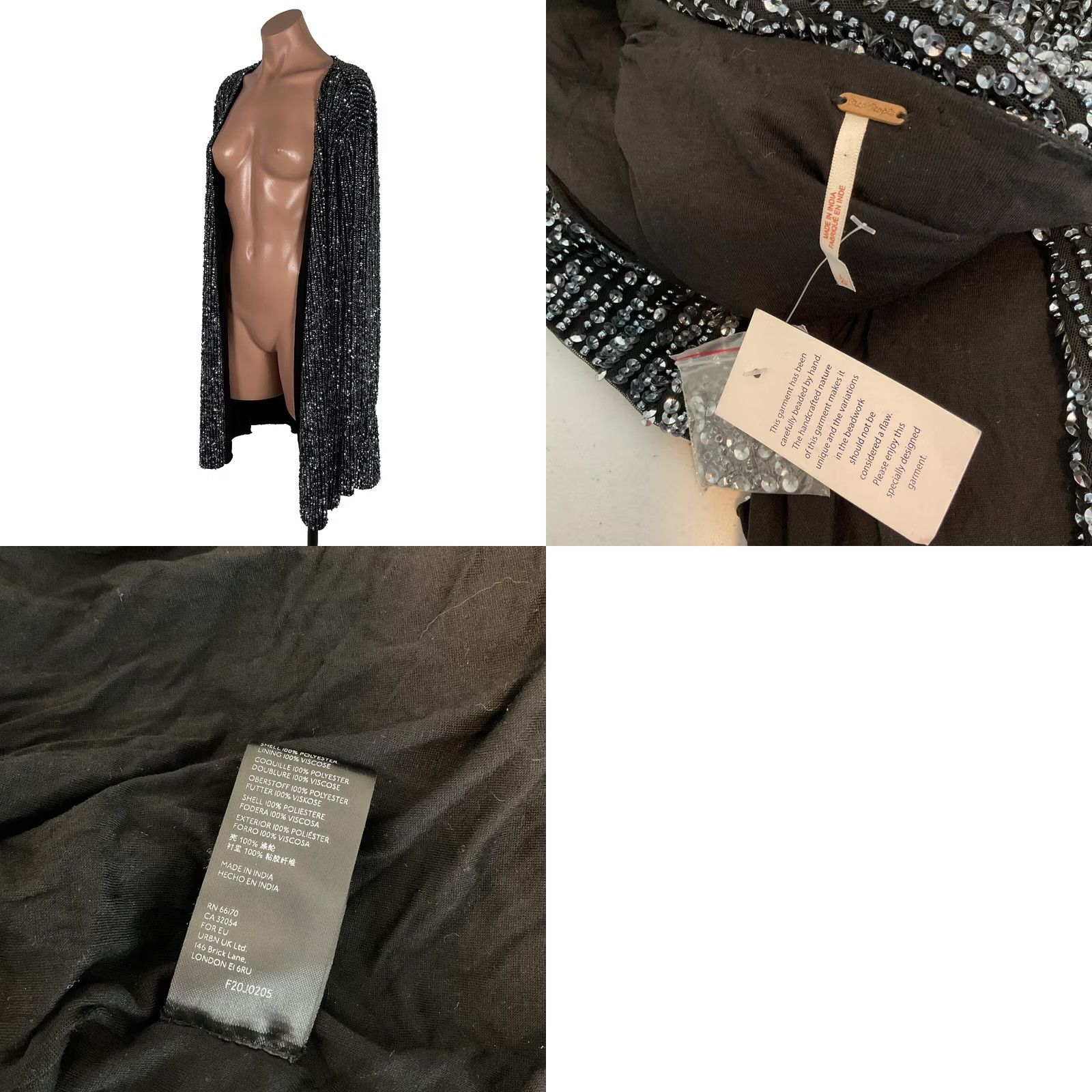 Free People NWT Free People Duster Jacket - Black Oversized 20" Long Sleeve Sz L Vintage Size L / US 10 / IT 46 - 8 Thumbnail