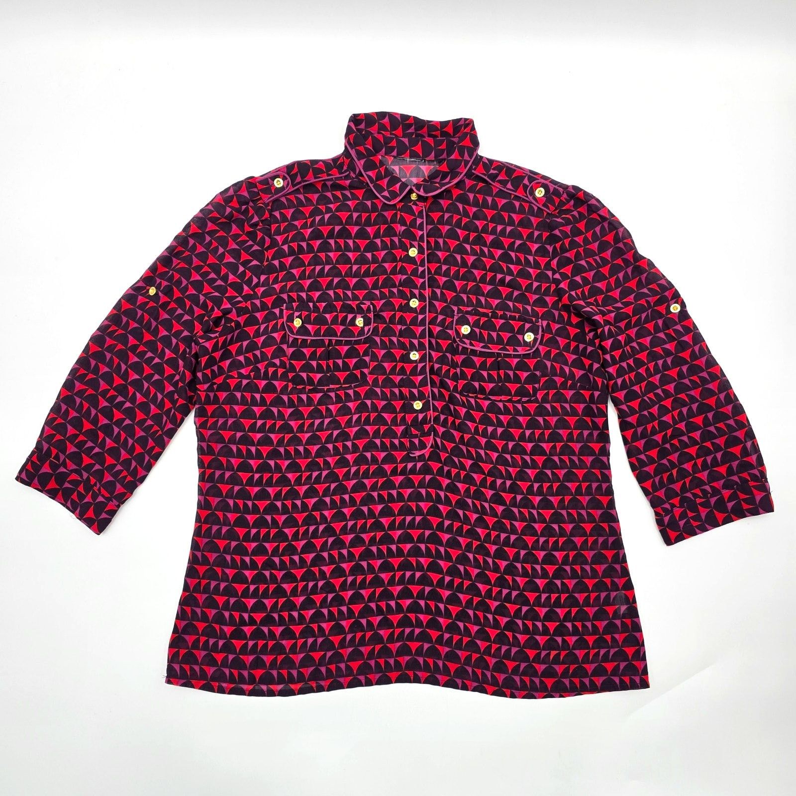 Other Purple Button Half Circle Patterned Gold Button Shirt Medium Size M / US 6-8 / IT 42-44 - 1 Thumbnail