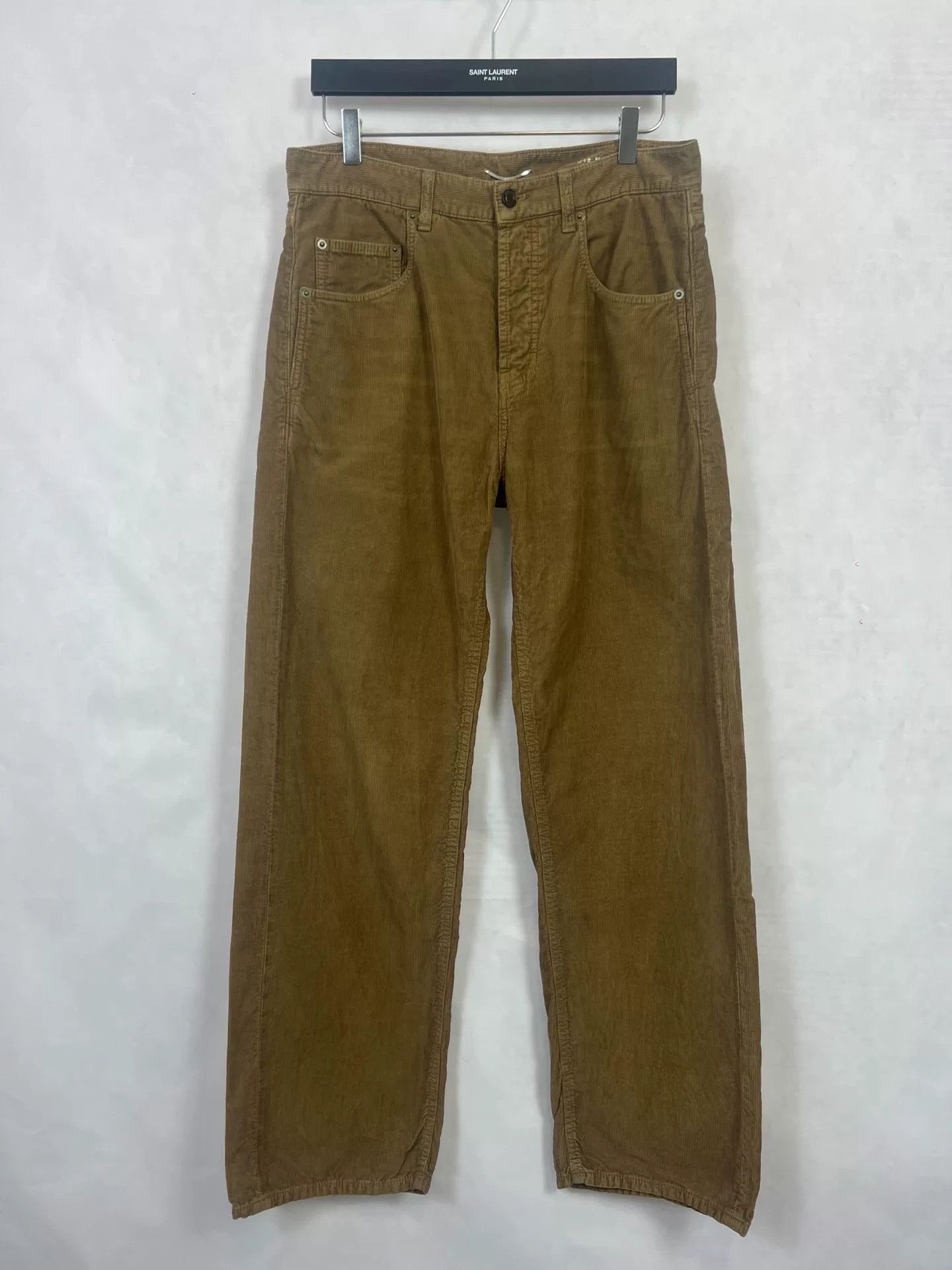 Saint Laurent Paris Saint Laurent Khaki Wide-Leg Corduroy Pants Size US 28 / EU 44 - 1 Thumbnail