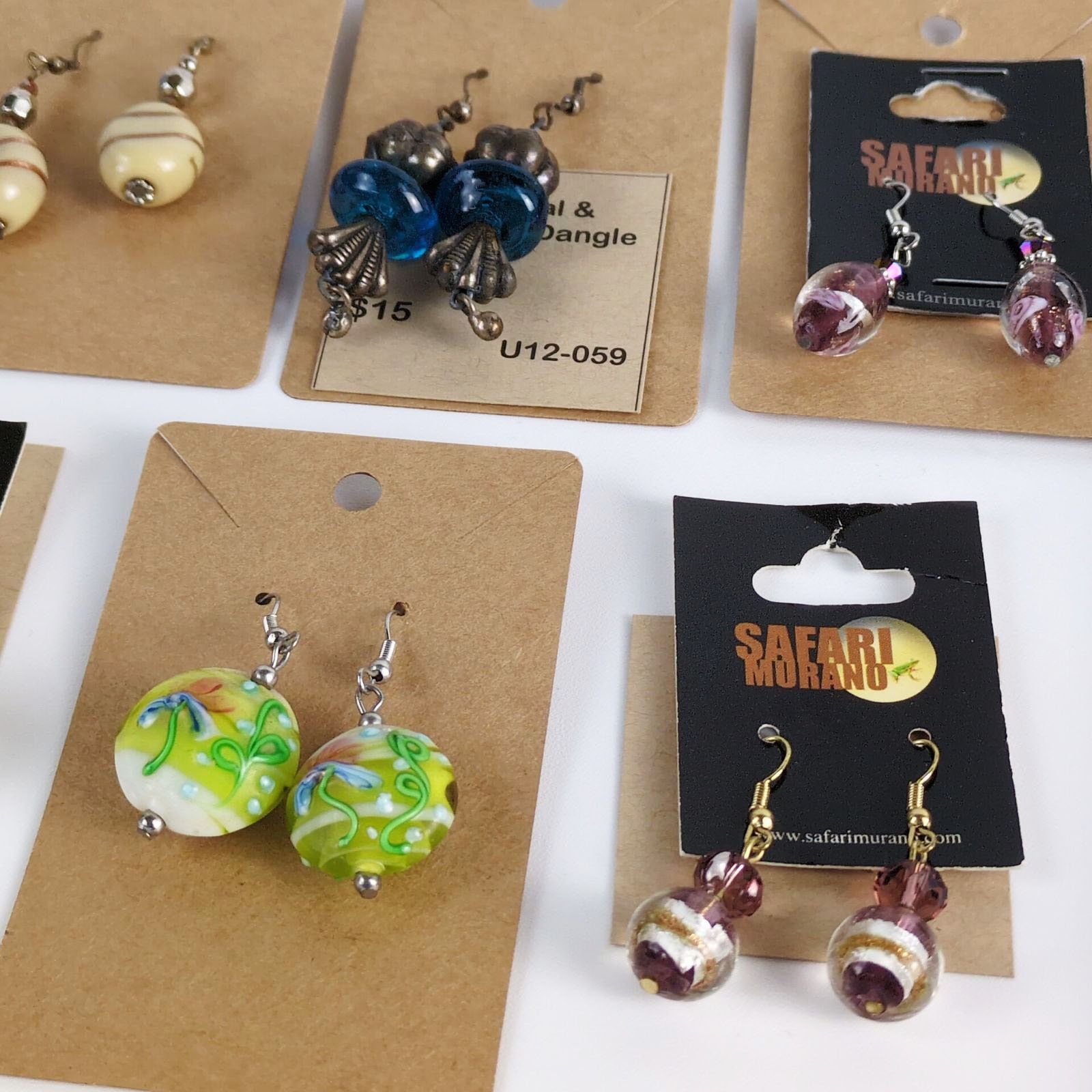 Other NEW 8 Pair Lot Art Glass Dangle Earrings, Safari Murano Size ONE SIZE - 3 Thumbnail
