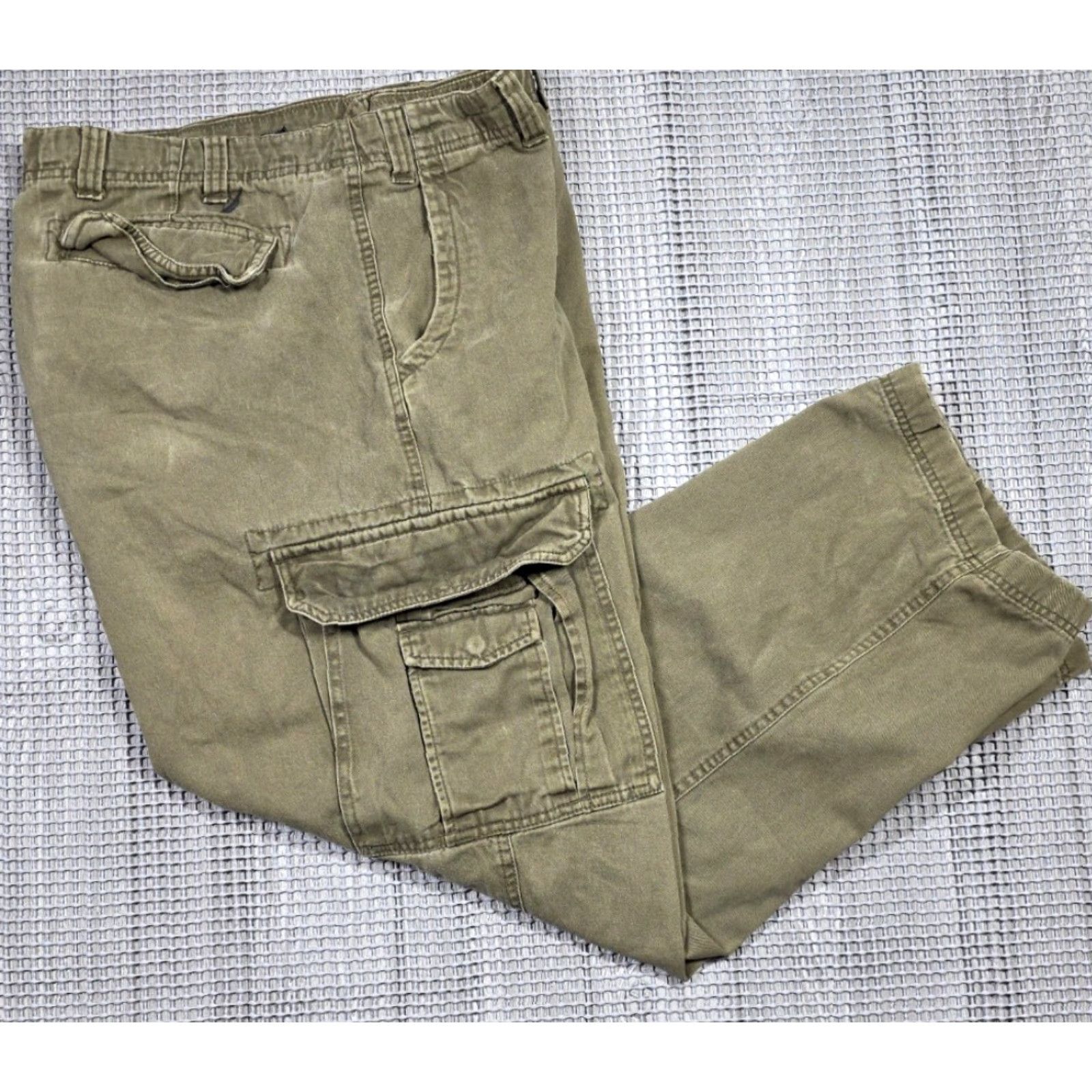 Nautica VINTAGE Nautica Pants 38x30 Cargo Wide-Leg Canvas Olive Green 90s Army Grunge Hip Hop Club Clip... Size US 38 / EU 54 - 2 Thumbnail