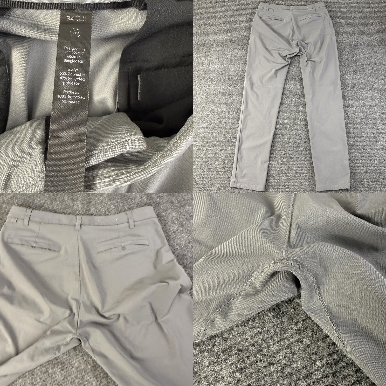 Lululemon Lululemon Mens Pants Gray Tech Stretch Performance Chino Golf 34 34x35 Tall Size US 34 / EU 50 - 8 Thumbnail