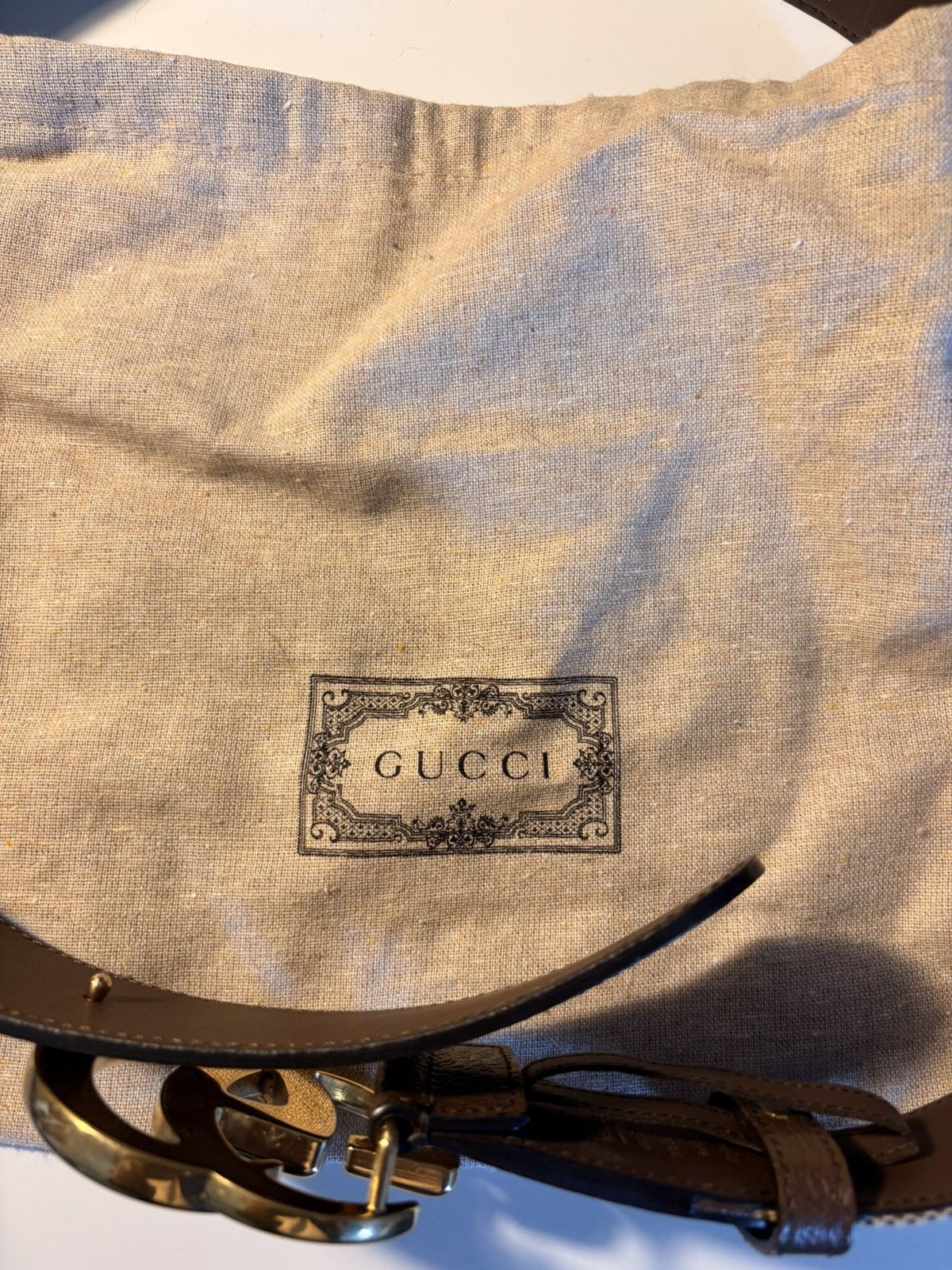 Gucci Gucci GG Marmont Reversible Belt Brown Beige Gold Buckle Size 38 - 4 Thumbnail