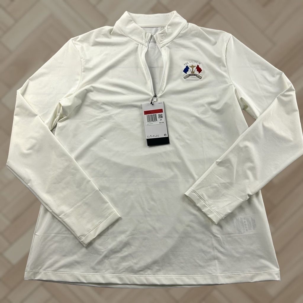 Nike Nike Dri-Fit Slim Pullover Jacket Women's Large White Golf Shirt Size L / US 10 / IT 46 - 1 Thumbnail