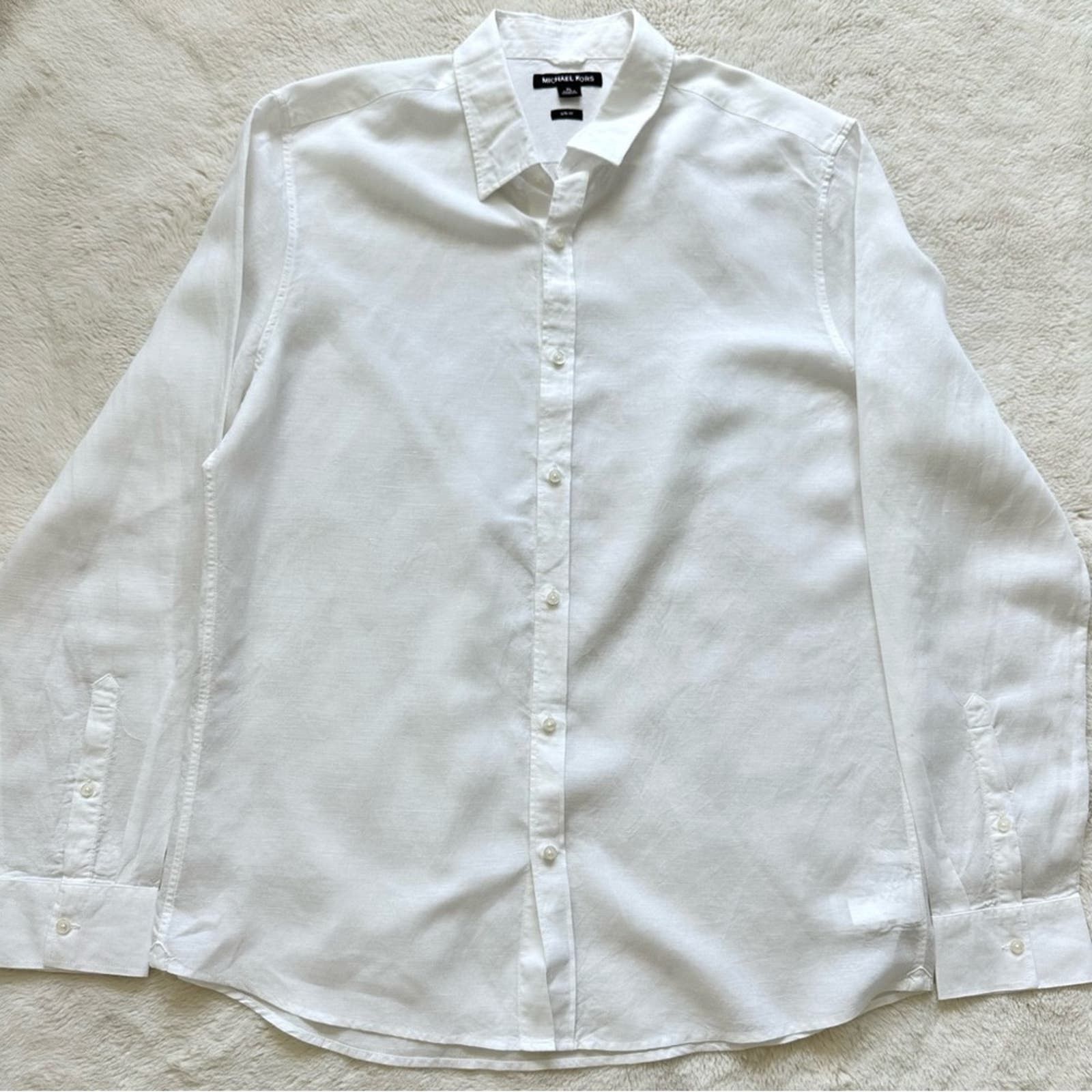 image of New!!! Michael Kors Men Linen Shirt Size XL in White