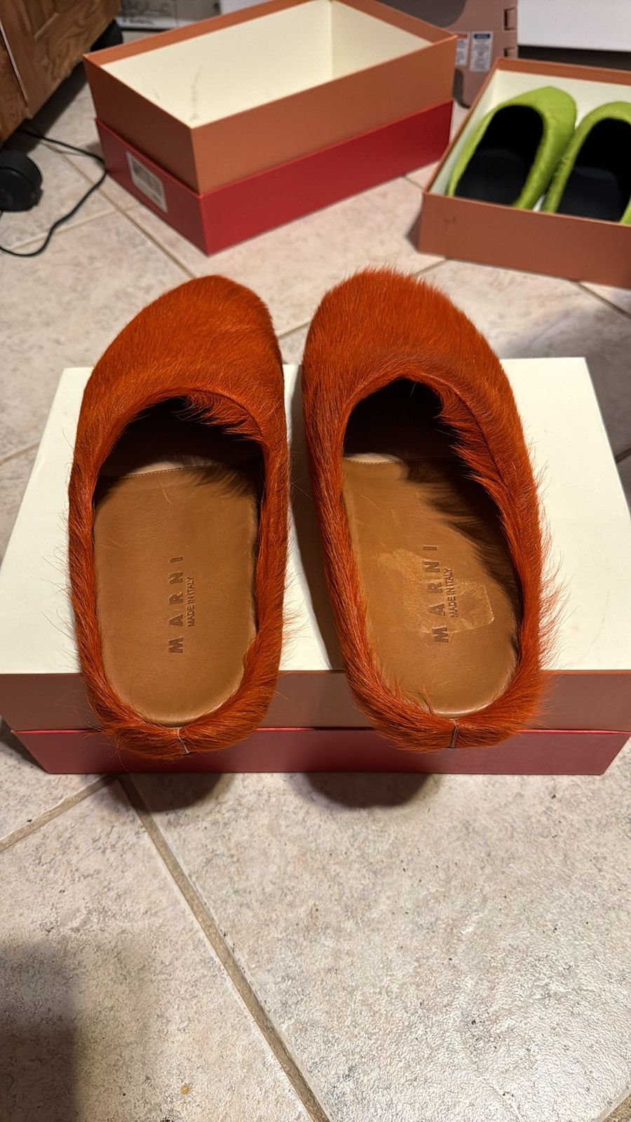 Marni Marni Fussbett Sabot Long Hair calfskin Orange Easy Mule 44 Size US 11 / EU 44 - 6 Thumbnail