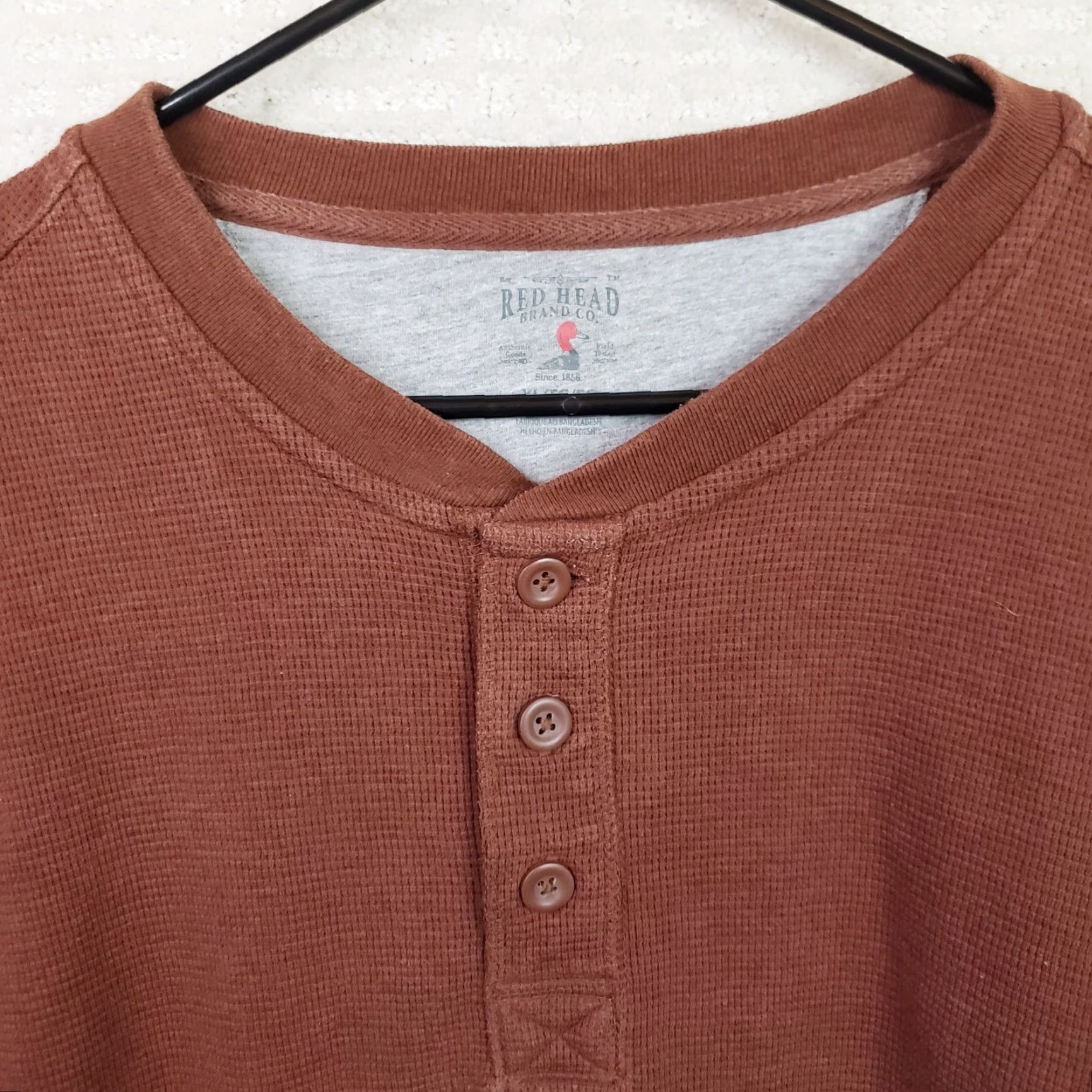 Vintage RedHead Shirt Henley Long Sleeve 100% Cotton Brown XL Mens Regular Button-Up Casual Workwear Size US XL / EU 56 / 4 - 4 Thumbnail