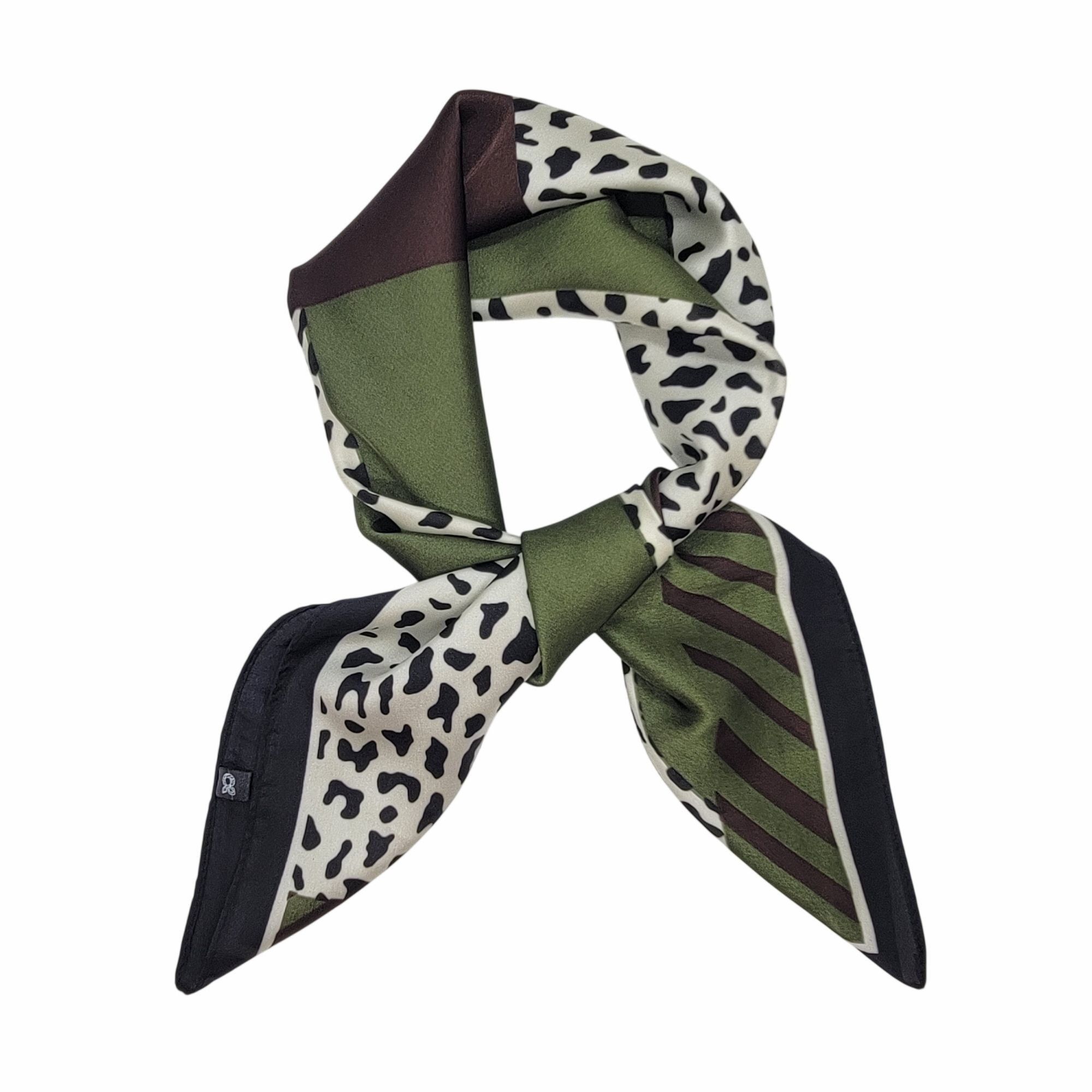Other ✨Elegant Bandana Square Silky Scarf BLACK Green Animal Print Size ONE SIZE - 3 Thumbnail