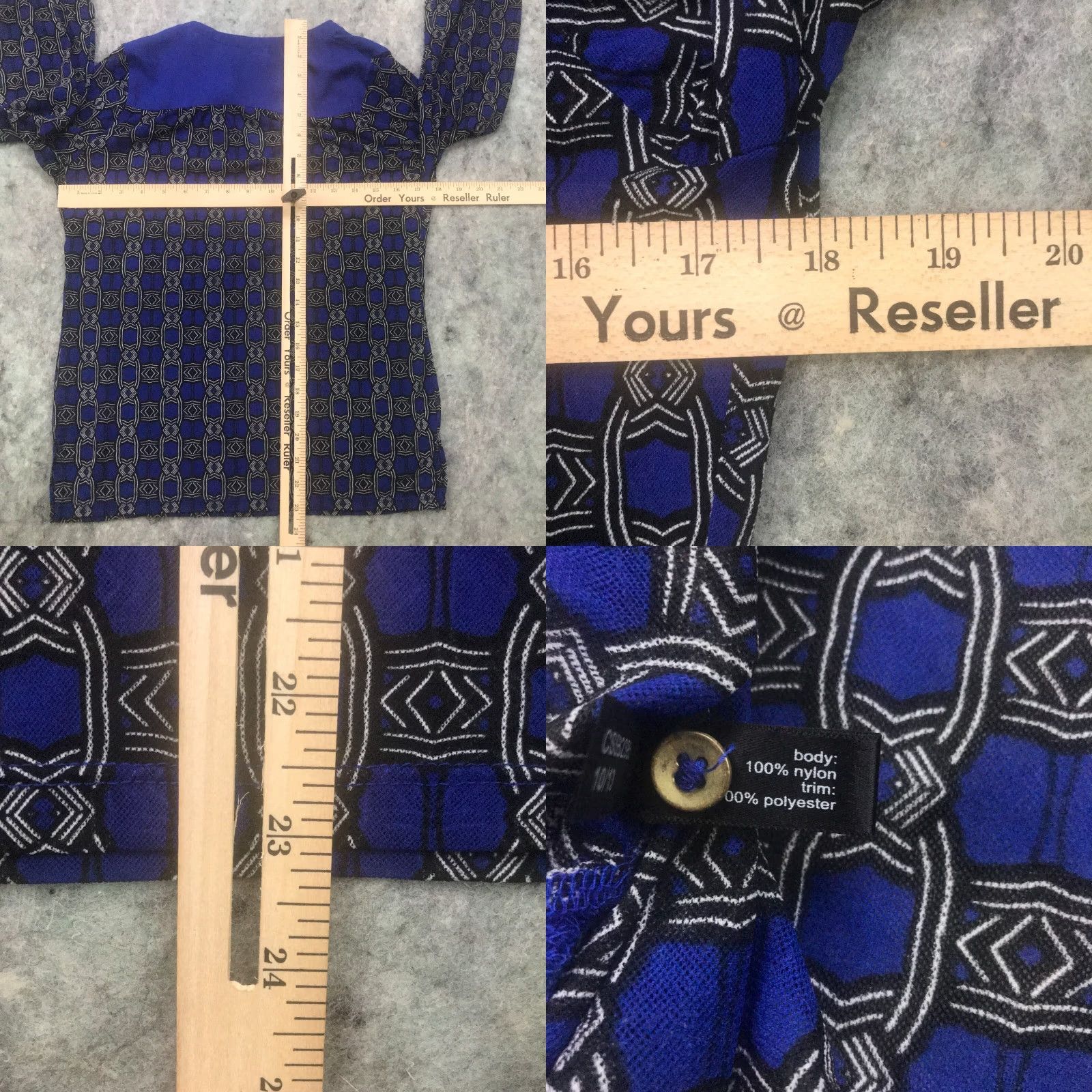 Vintage The Limited Shirt Small Blue V-Neck Long Sleeve Lightweight Geometric Blouse Womens Size S Size S / US 4 / IT 40 - 8 Thumbnail