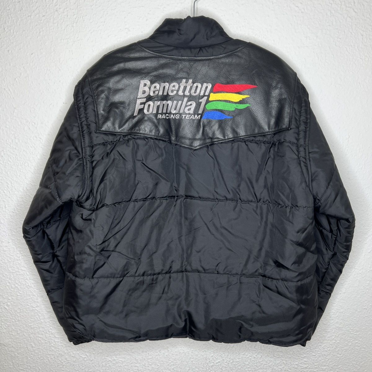 Vintage Leather Jacket Benetton Formula 1 Racing Team 2in1