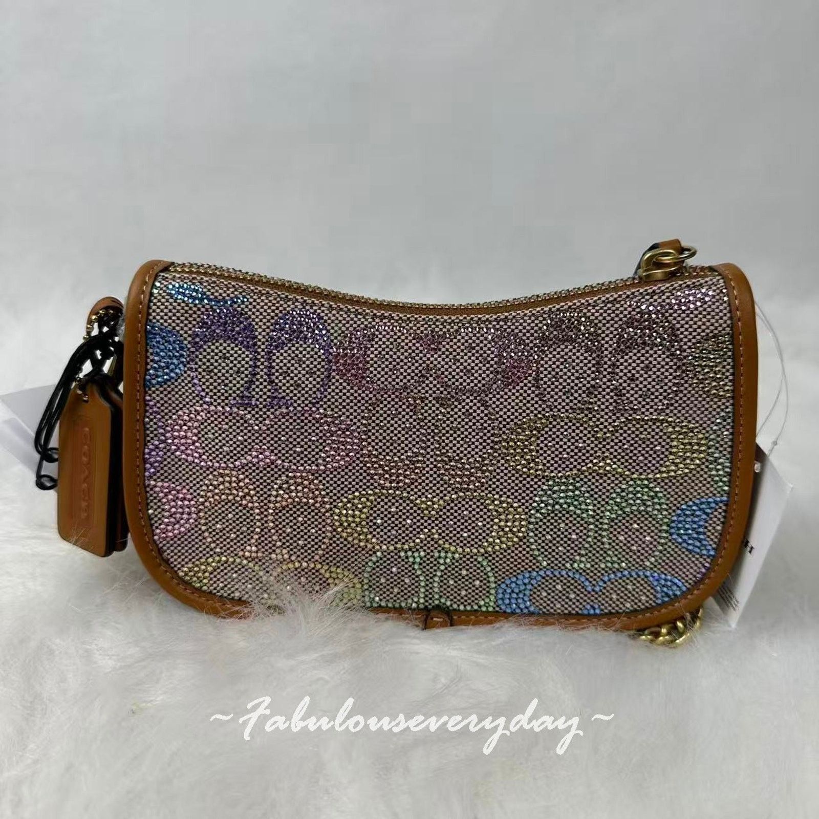 Coach Coach Swinger Bag 20 Chain Crystal Sig Jacquard Rainbow Size ONE SIZE - 2 Thumbnail