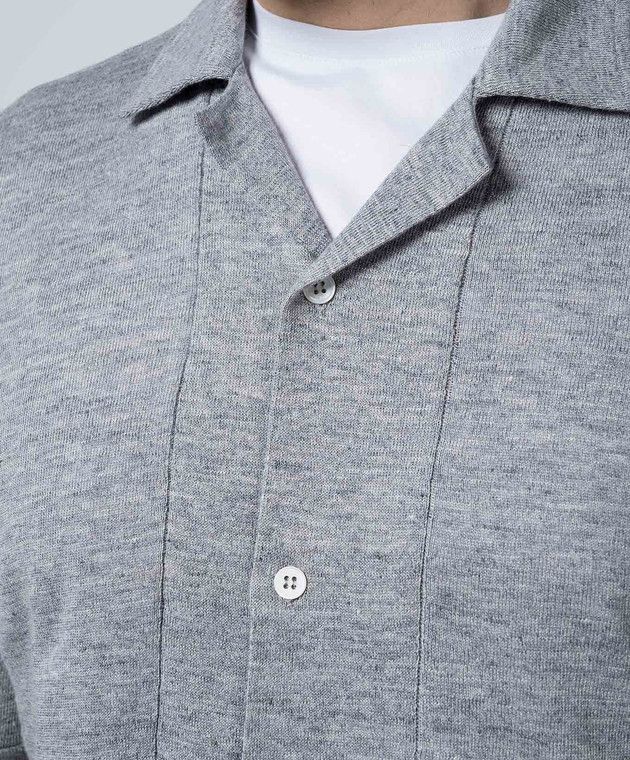 Brunello Cucinelli o1w1db10725 Cardigan With Linen in Grey Size US L / EU 52-54 / 3 - 5 Thumbnail