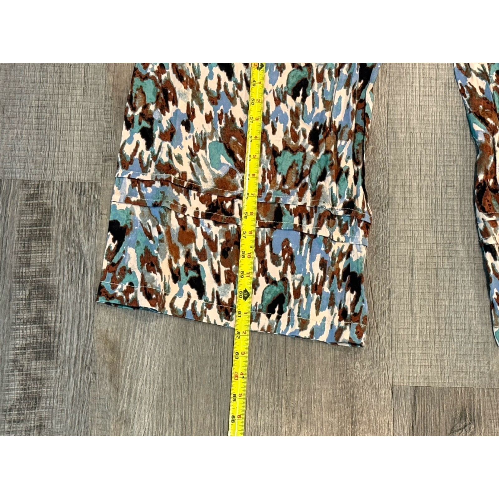 Anthropologie Anthropologie Jumpsuit Turquoise Abstract Print XS-Tall Multicolor V-Neck Short Sleeve Wide-Leg Pockets NWT Size 26" / US 2 / IT 38 - 6 Thumbnail