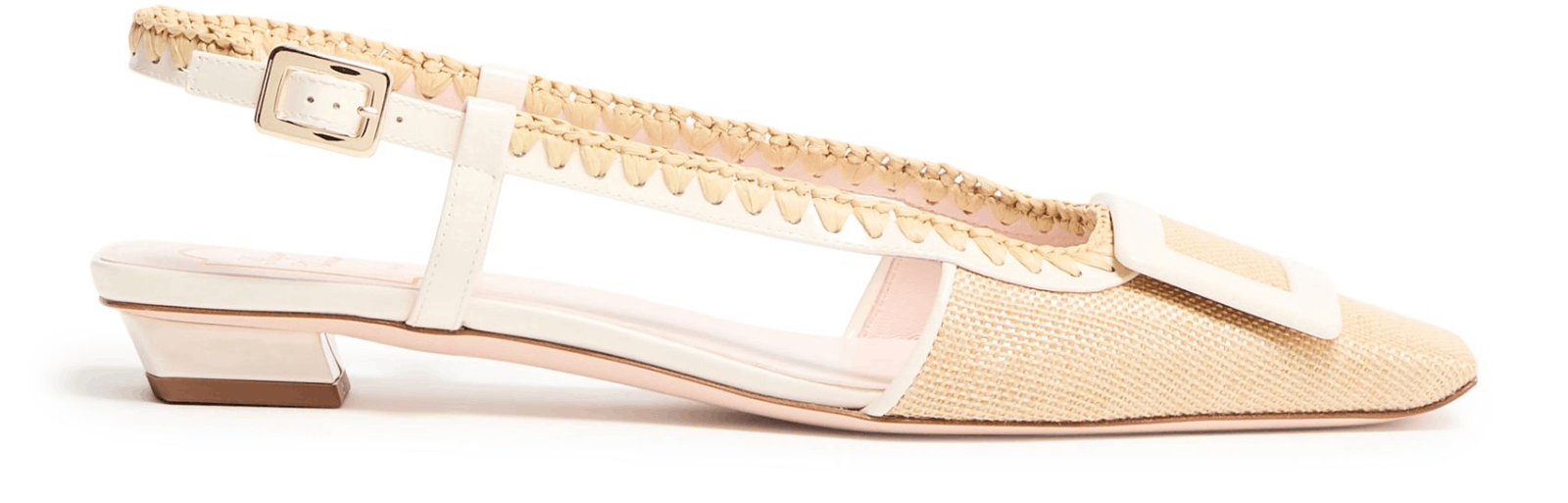 Roger Vivier Belle Vivier Ivory/Beige Slingback Pumps New