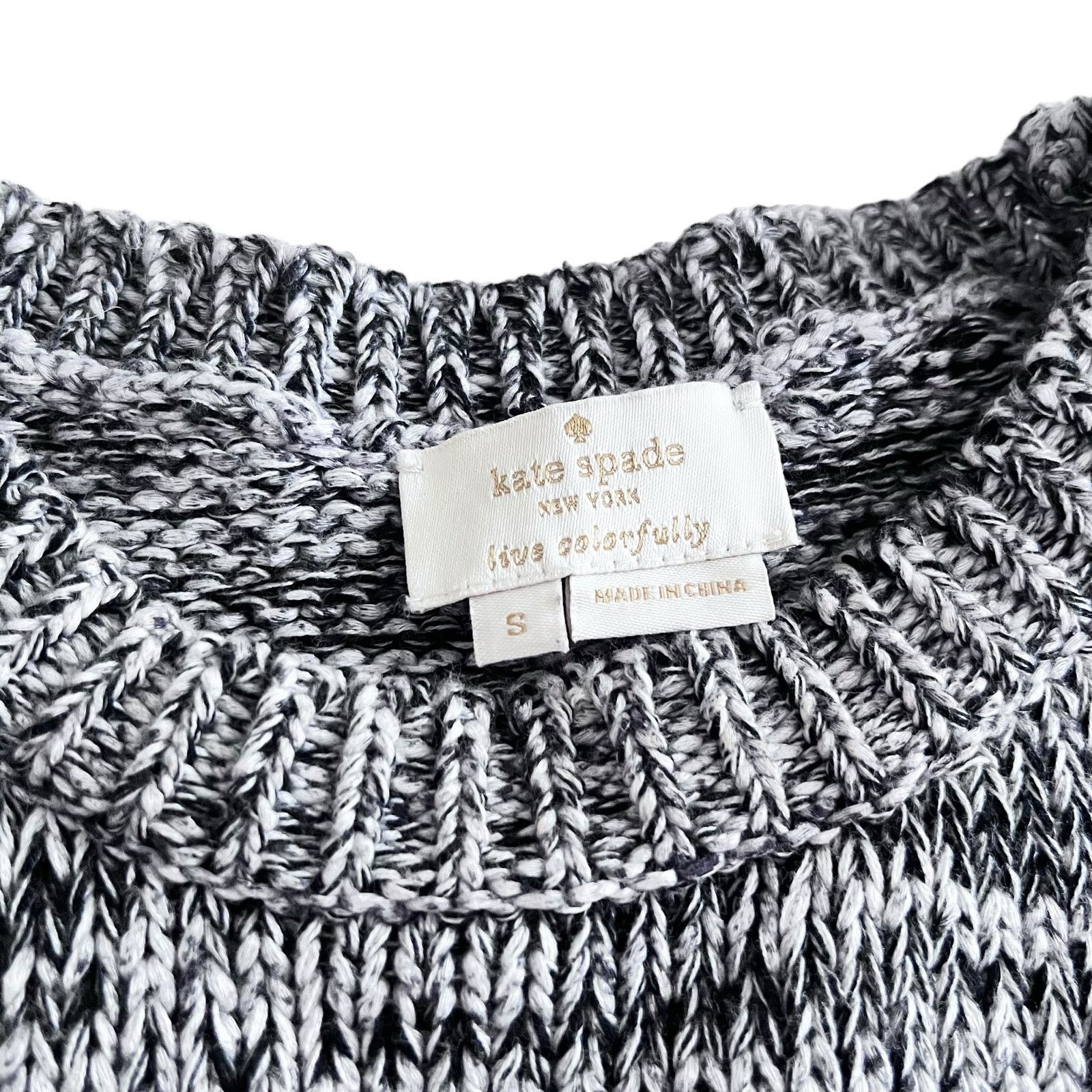 Kate Spade Kate Spade Black White Heathered Knit Crewneck Sweater Size S / US 4 / IT 40 - 3 Thumbnail