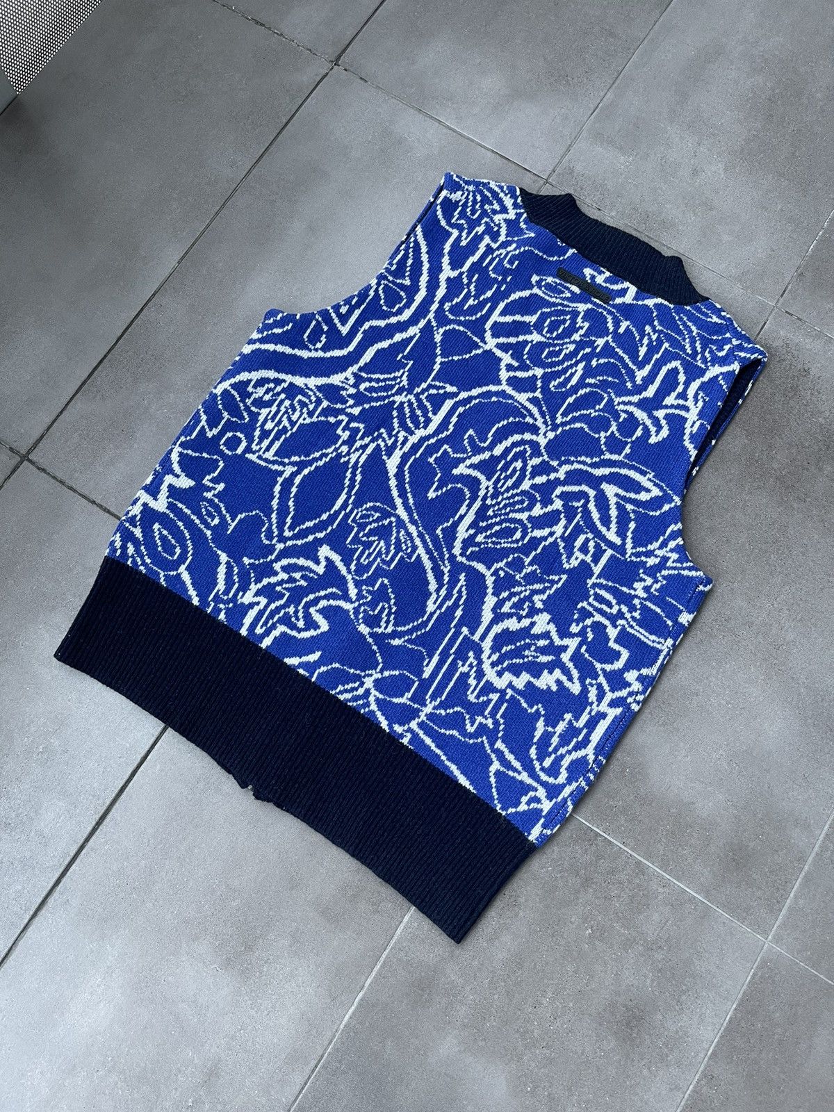 Viktor & Rolf !DS! SS23 Viktor & Rolf Jacquard Spencer Blue Knit Vest Size US M / EU 48-50 / 2 - 16 Thumbnail