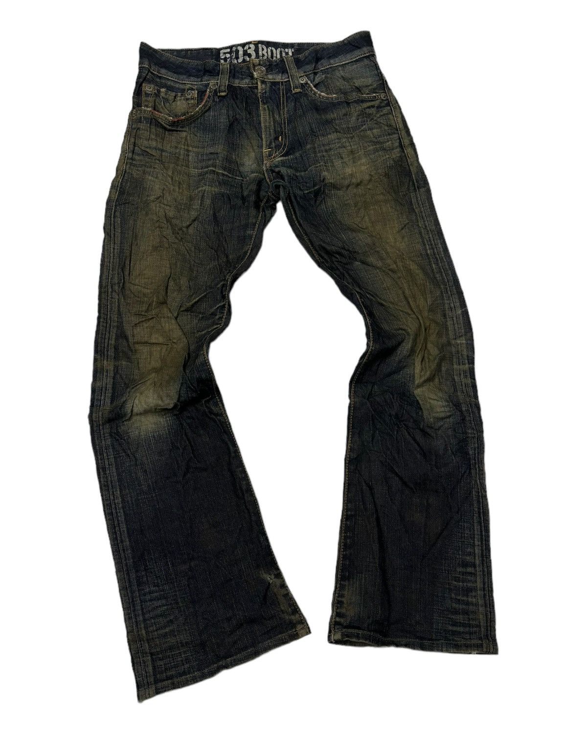 If Six Was Nine FLARED🔥EDWIN 503 MUD WASH BOOTCUT DIRTY DENIM JEANS Size US 32 / EU 48 - 5 Thumbnail