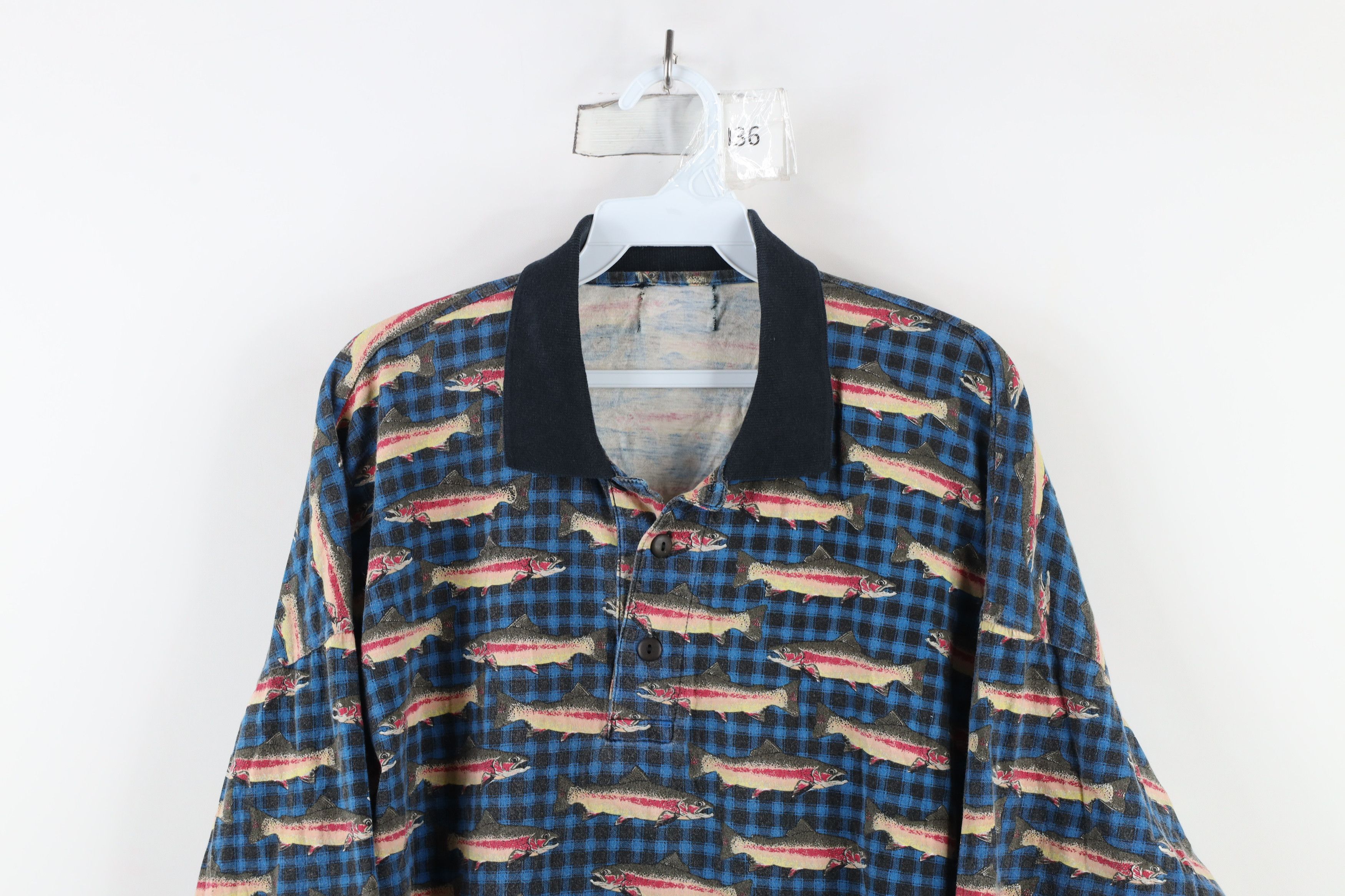 Vintage Vintage 90s Streetwear All Over Print Collared Sleep Shirt Size US M / EU 48-50 / 2 - 2 Thumbnail