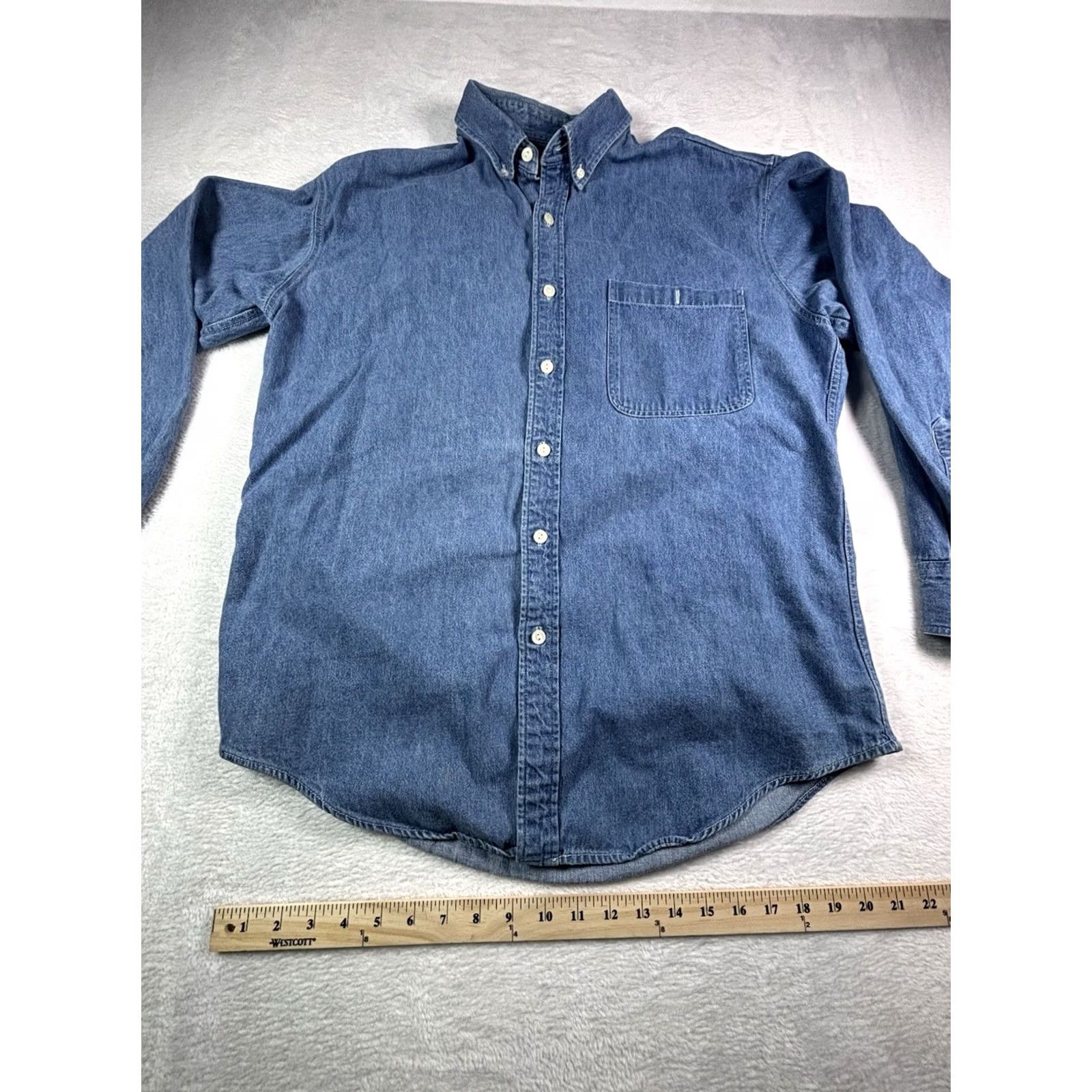 Ralph Lauren VINTAGE Ralph Lauren Chaps Denim Button-Up Shirt Long Sleeve Pocket Men 16 Blue Cotton Denim 90s Retro Classic Mens Size US L / EU 52-54 / 3 - 4 Thumbnail