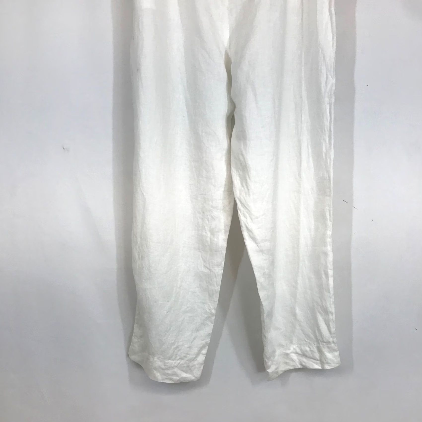 Joie JOIE White 100% Linen High Waisted Pleated Tie Belt Pants Size 10 Size 32" / US 10 / IT 46 - 6 Thumbnail