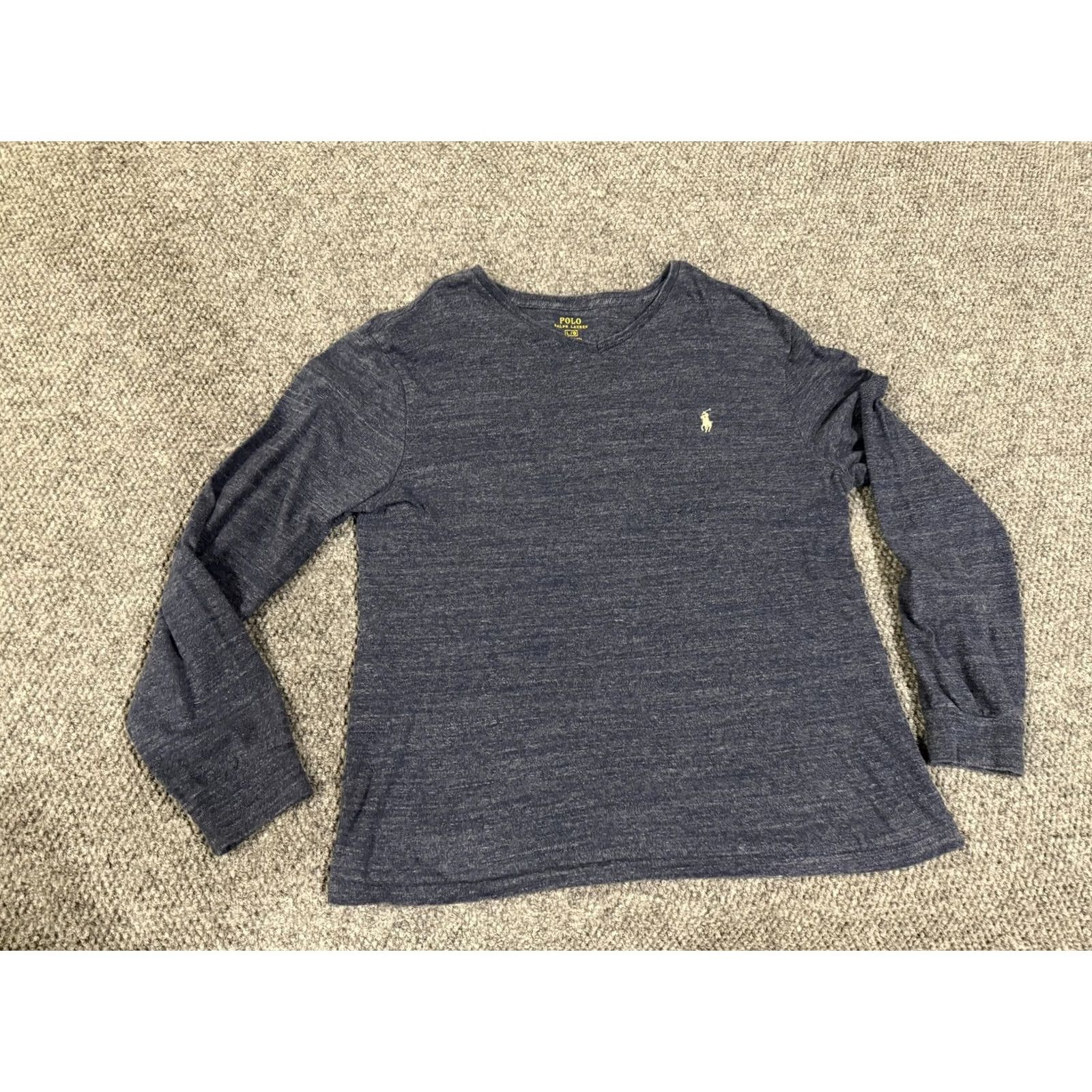 Polo Ralph Lauren Polo Ralph Lauren Shirt Mens L Blue Long Sleeve V-Neck Logo Tee T-Shirt Size US L / EU 52-54 / 3 - 3 Thumbnail