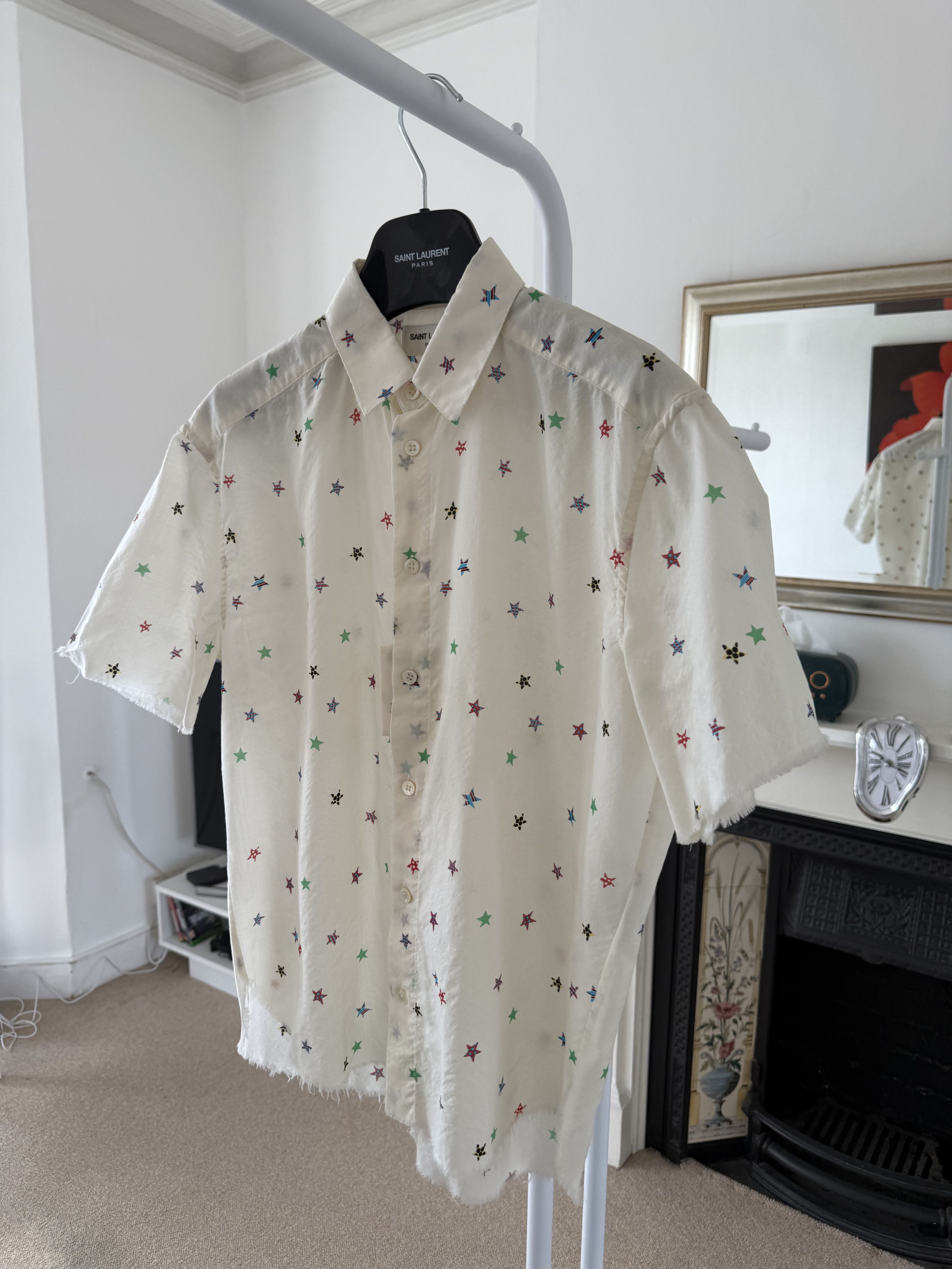 Saint Laurent Paris SS19 Saint Laurent Raw Hem Stars Shirt Size US XS / EU 42 / 0 - 5 Thumbnail