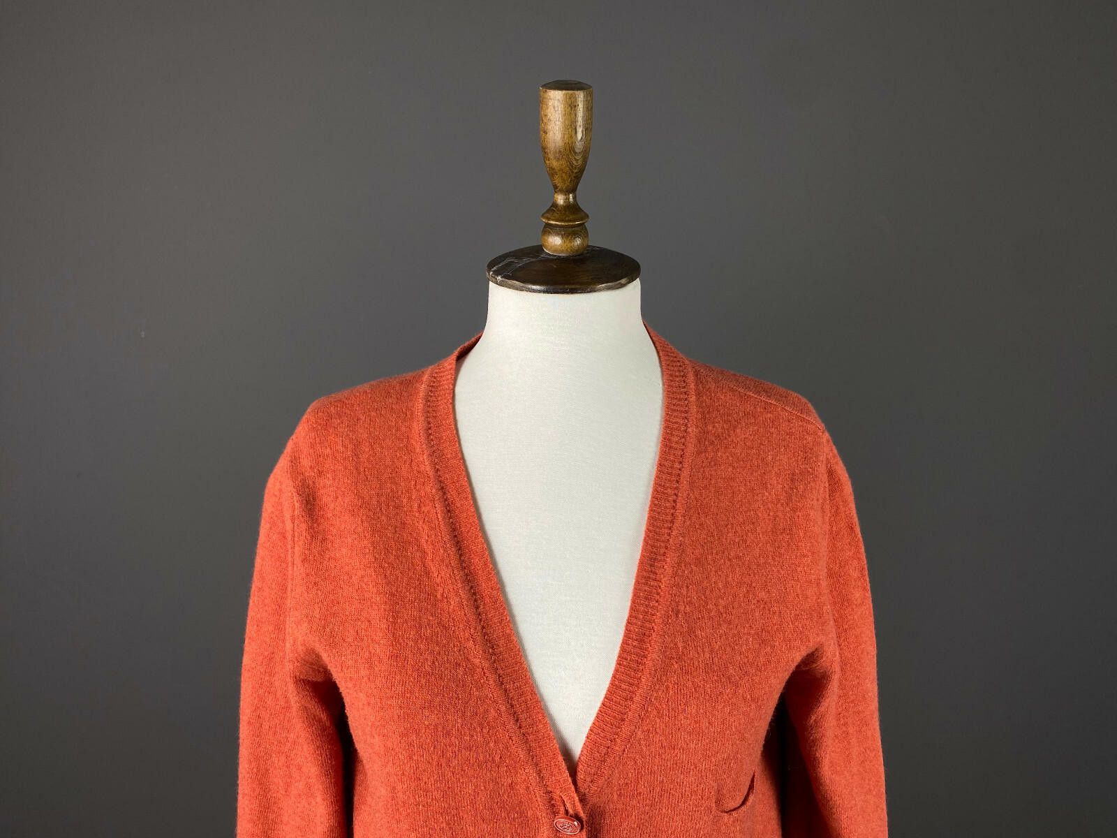 Designer Elisa Cavaletti Orange Wool Cardigan Tunic Dress Size L / 3 Size L / US 10 / IT 46 - 2 Thumbnail